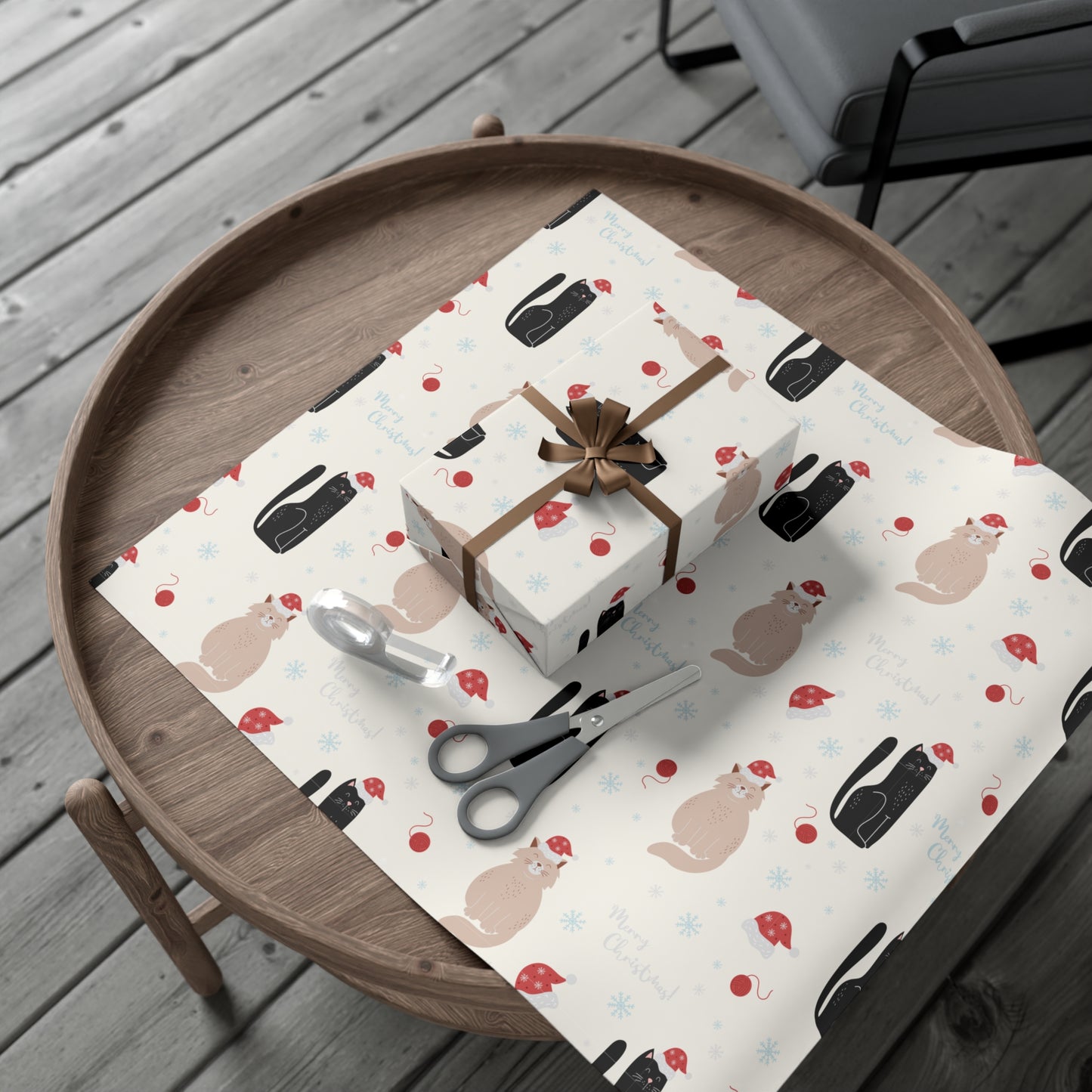 Black and Tan Cat Christmas Gift Wrap Papers