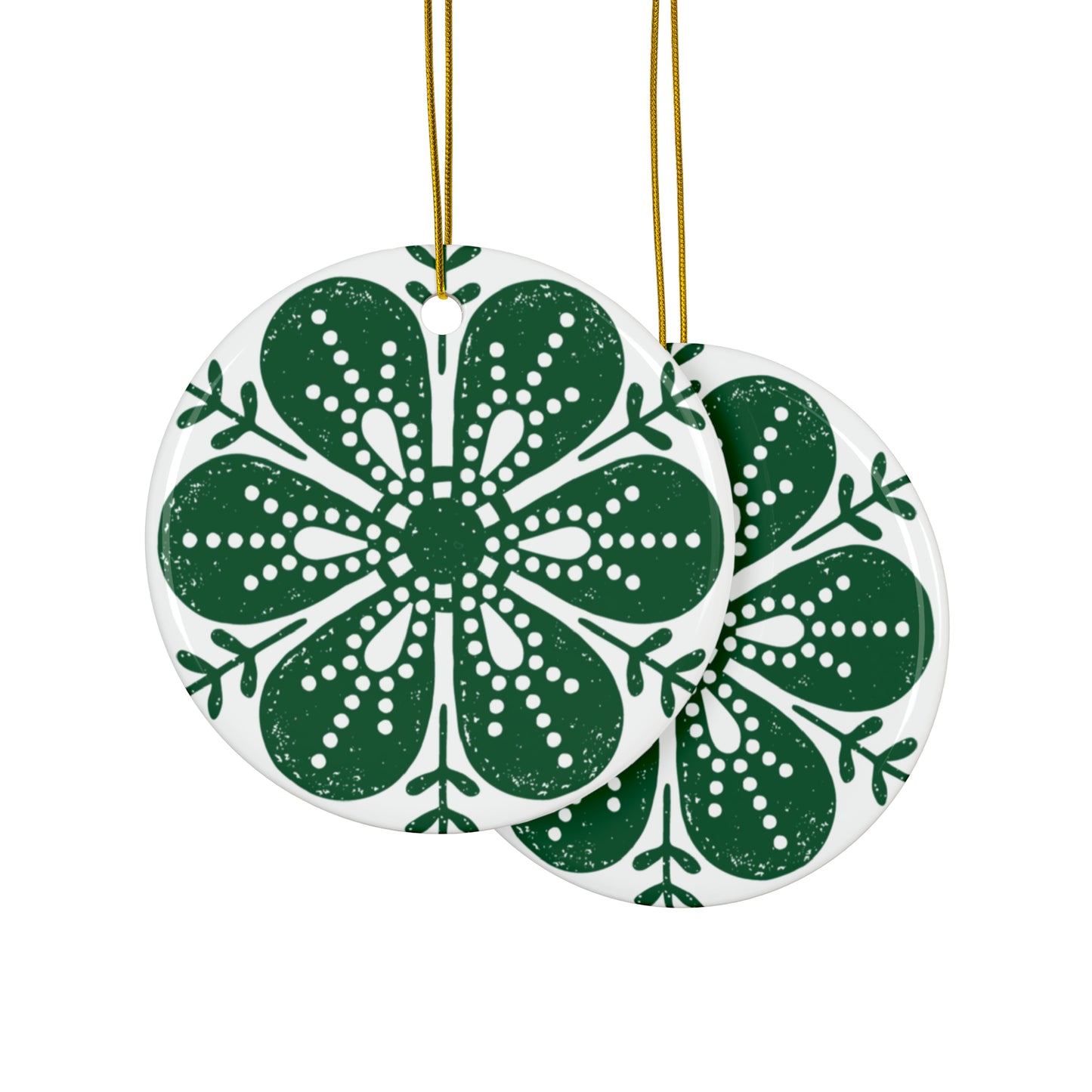 Floral Dots Scandinavian Christmas Ceramic Ornaments (1pc, 3pcs, 5pcs, 10pcs)