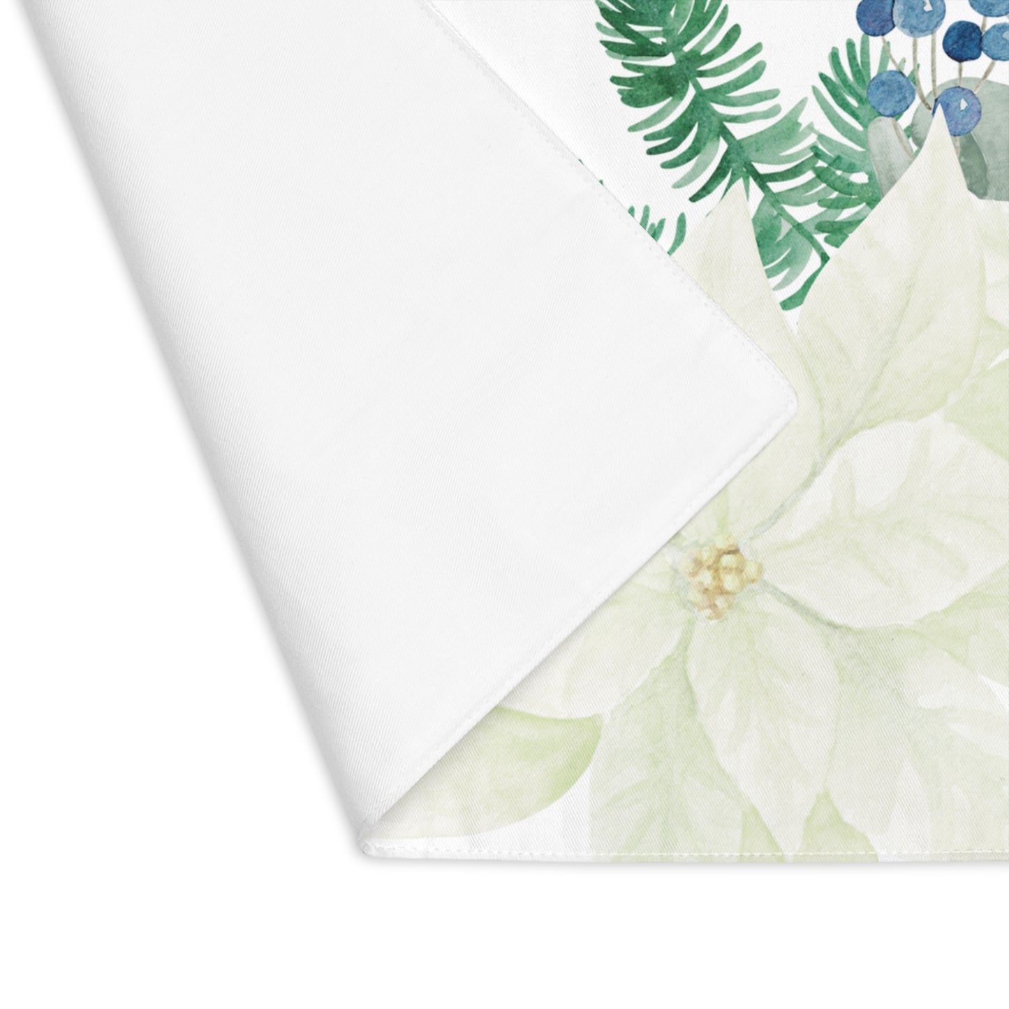 White and Blue Poinsettia Christmas Placemat, 1pc