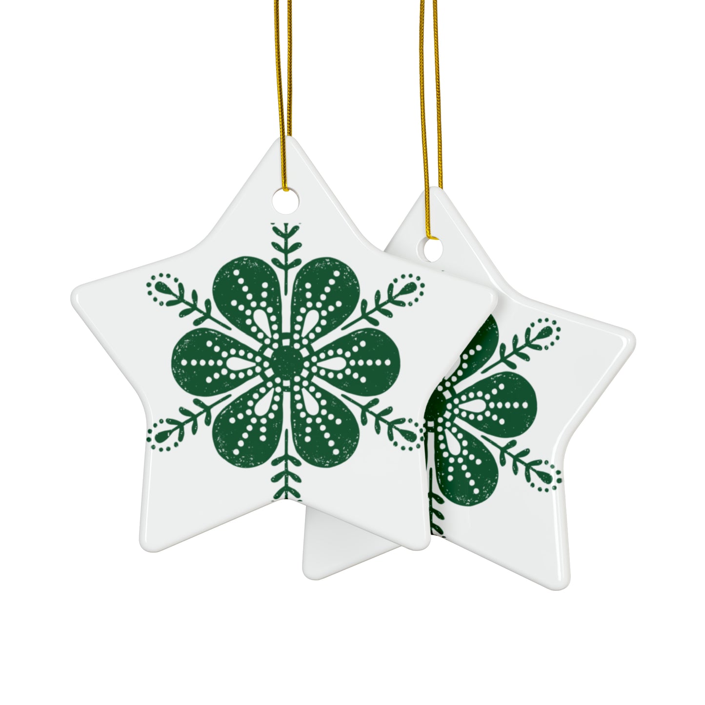 Floral Dots Scandinavian Christmas Ceramic Ornaments (1pc, 3pcs, 5pcs, 10pcs)