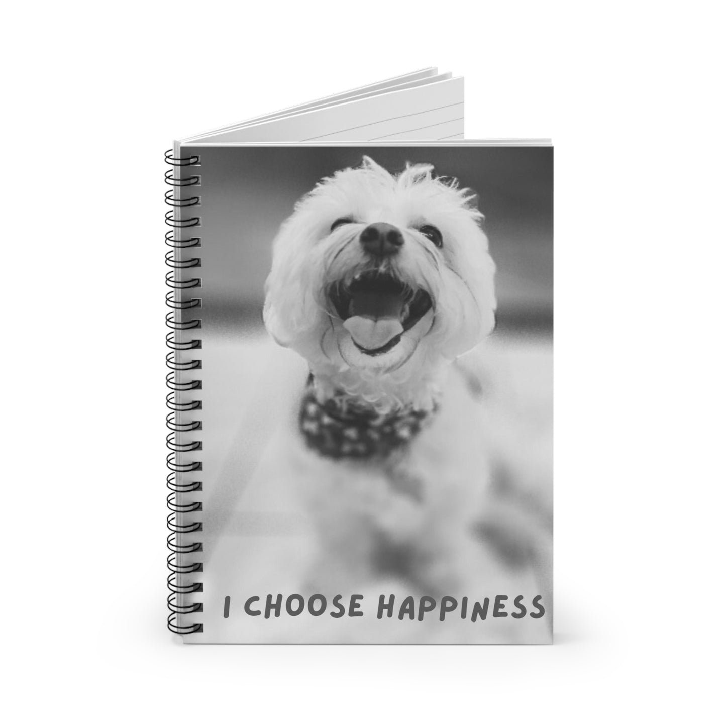 I Choose Happiness Puppy Spiral Notebook - Ruled Line
