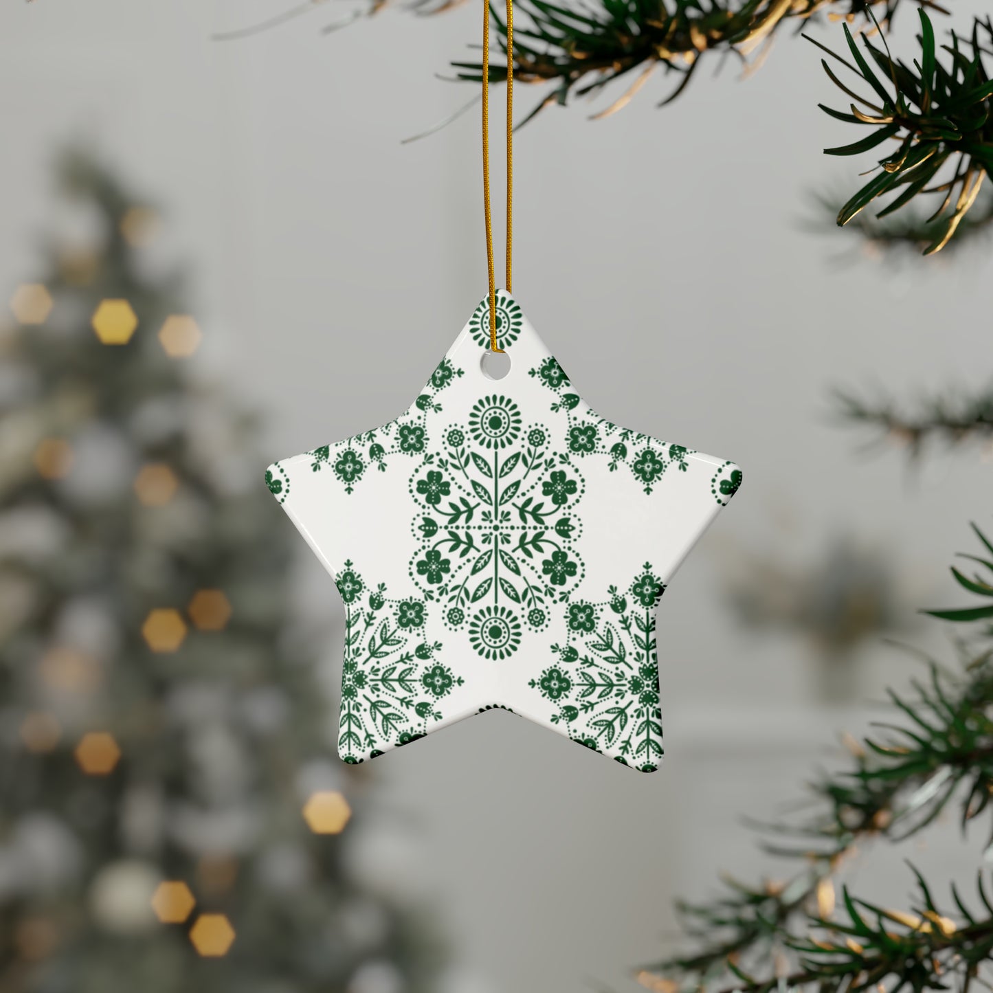 Snowflake Scandinavian Christmas Ceramic Ornaments (1pc, 3pcs, 5pcs, 10pcs)