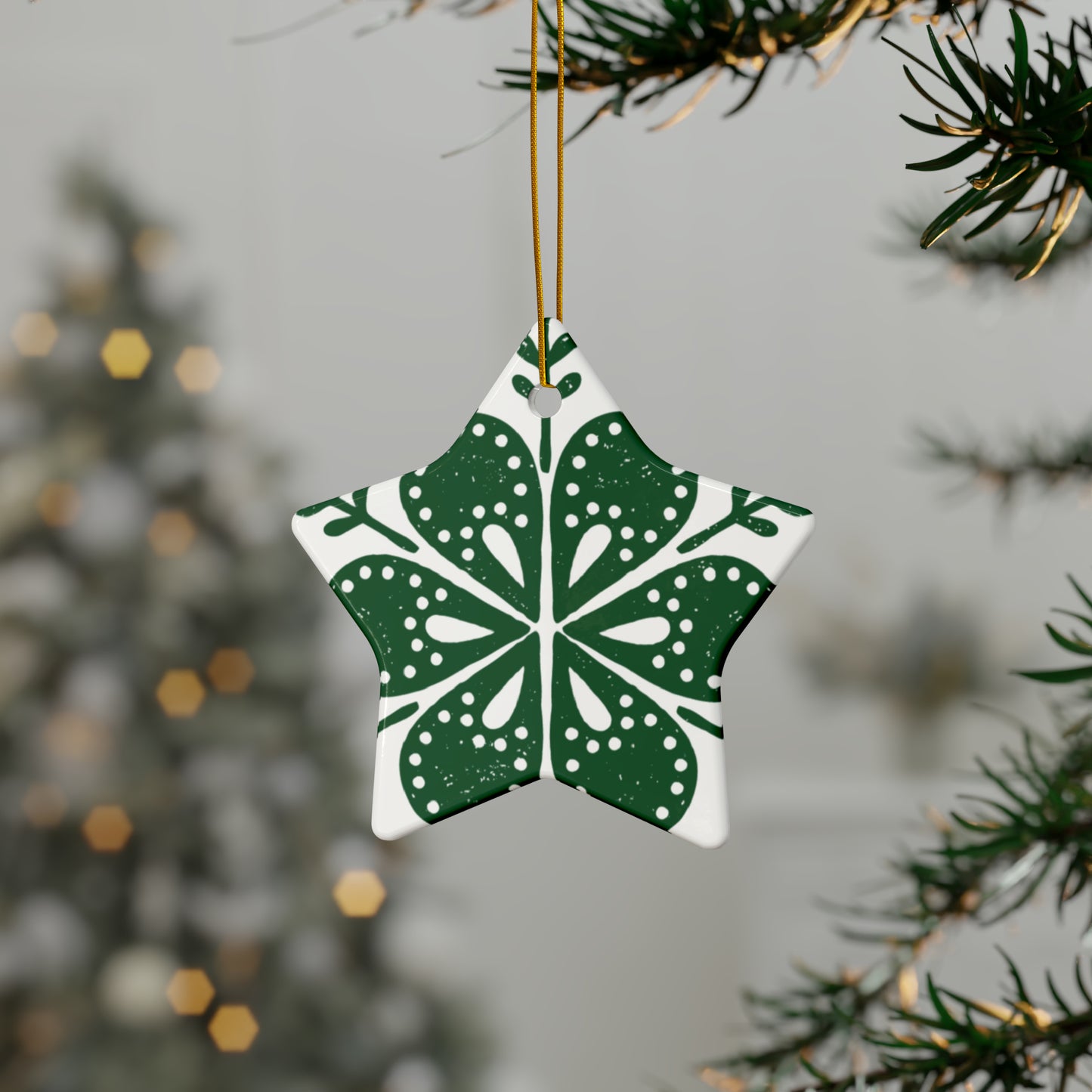 Flower Scandinavian Christmas Ceramic Ornaments (1pc, 3pcs, 5pcs, 10pcs)