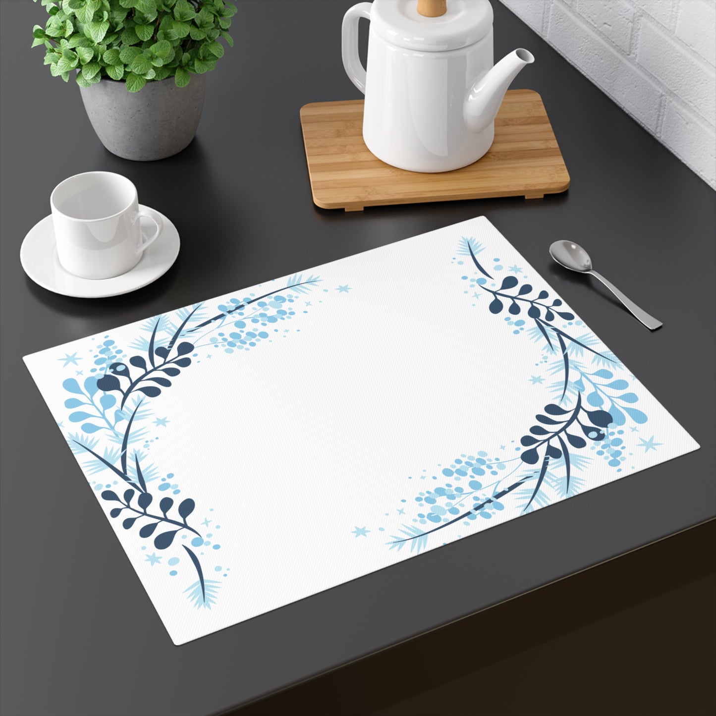 Leafy Swirls Winter Christmas Placemat, 1pc