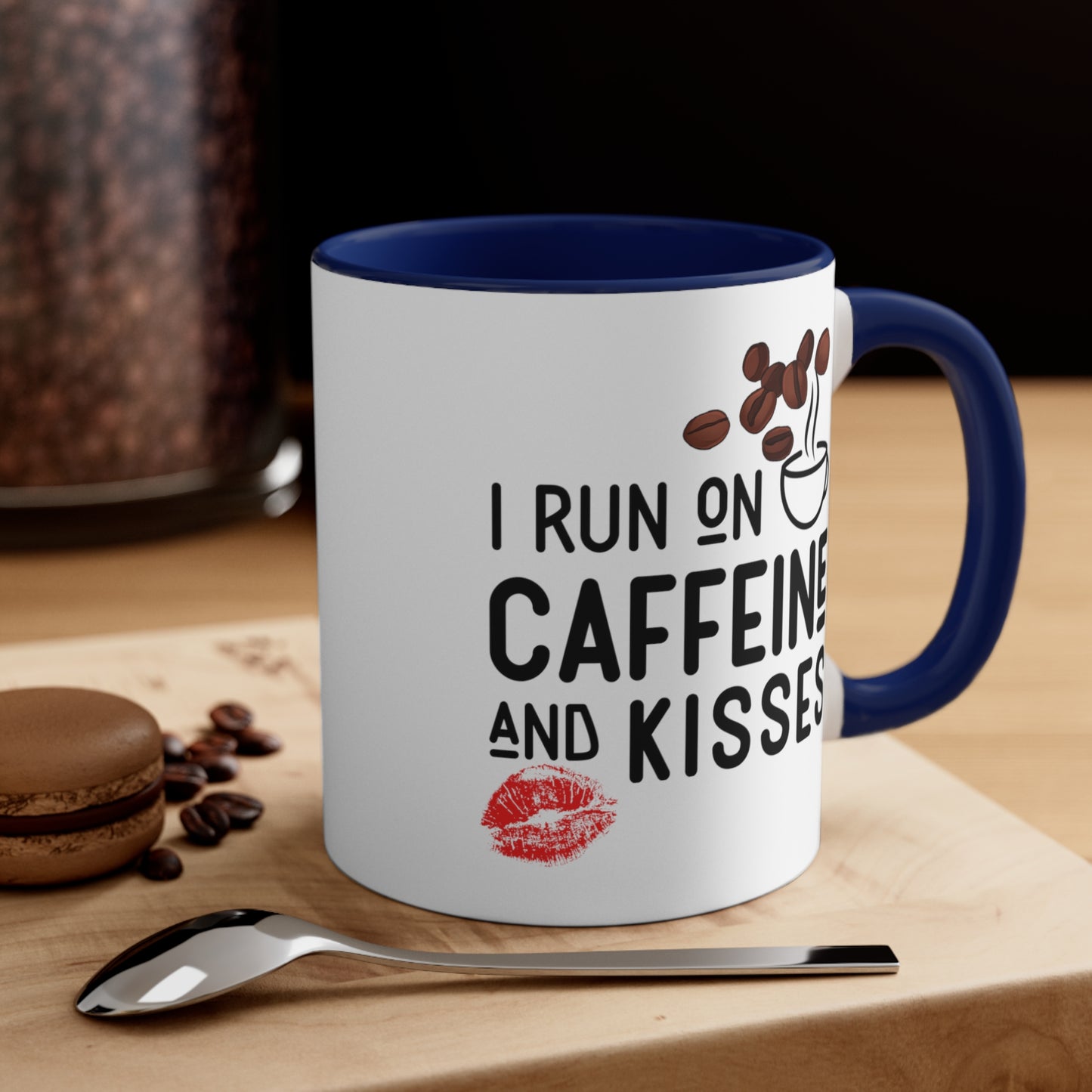 I Run on Caffeine and Kisses Accent Coffee Mug, 11oz