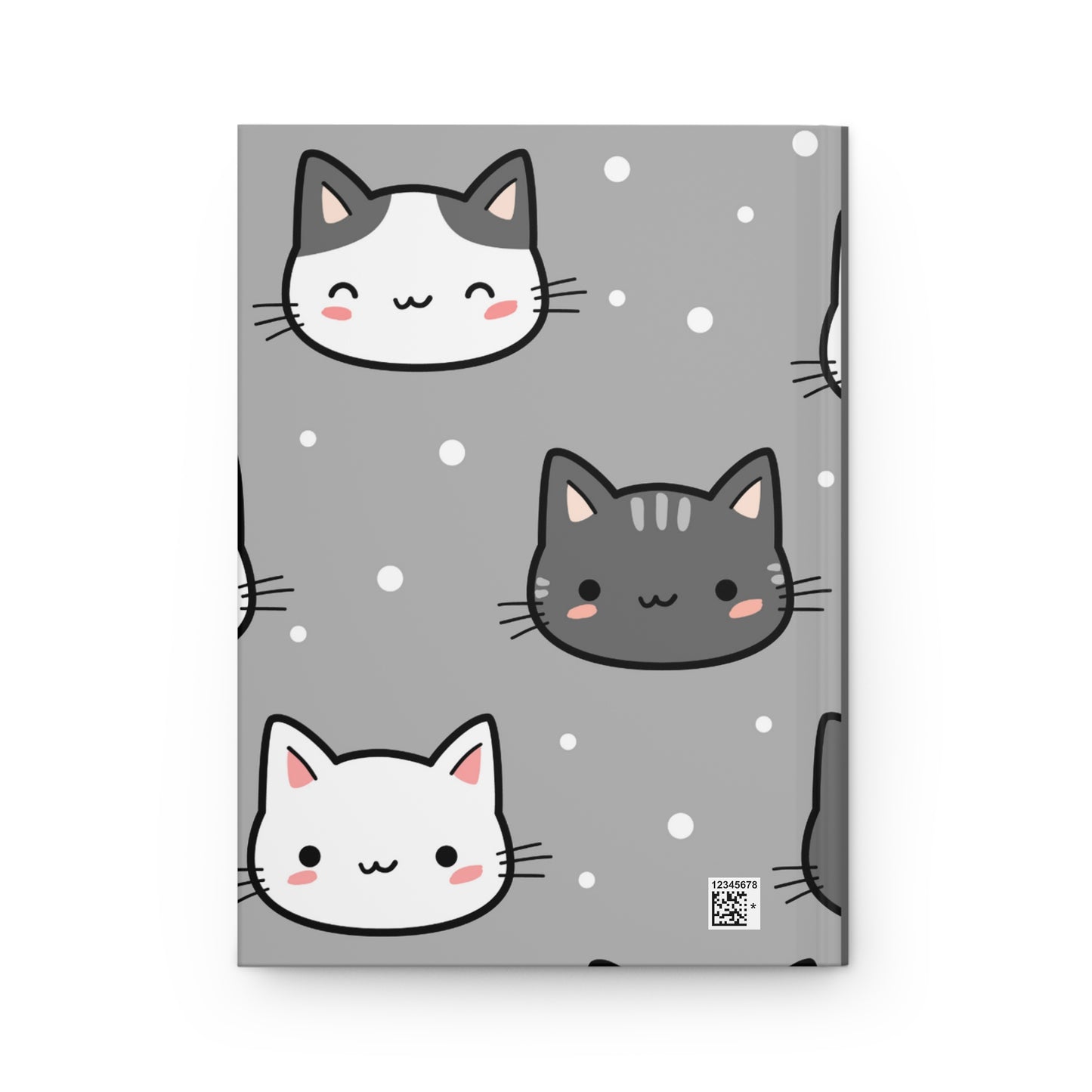 Gray Cats and Dots Hardcover Journal Matte