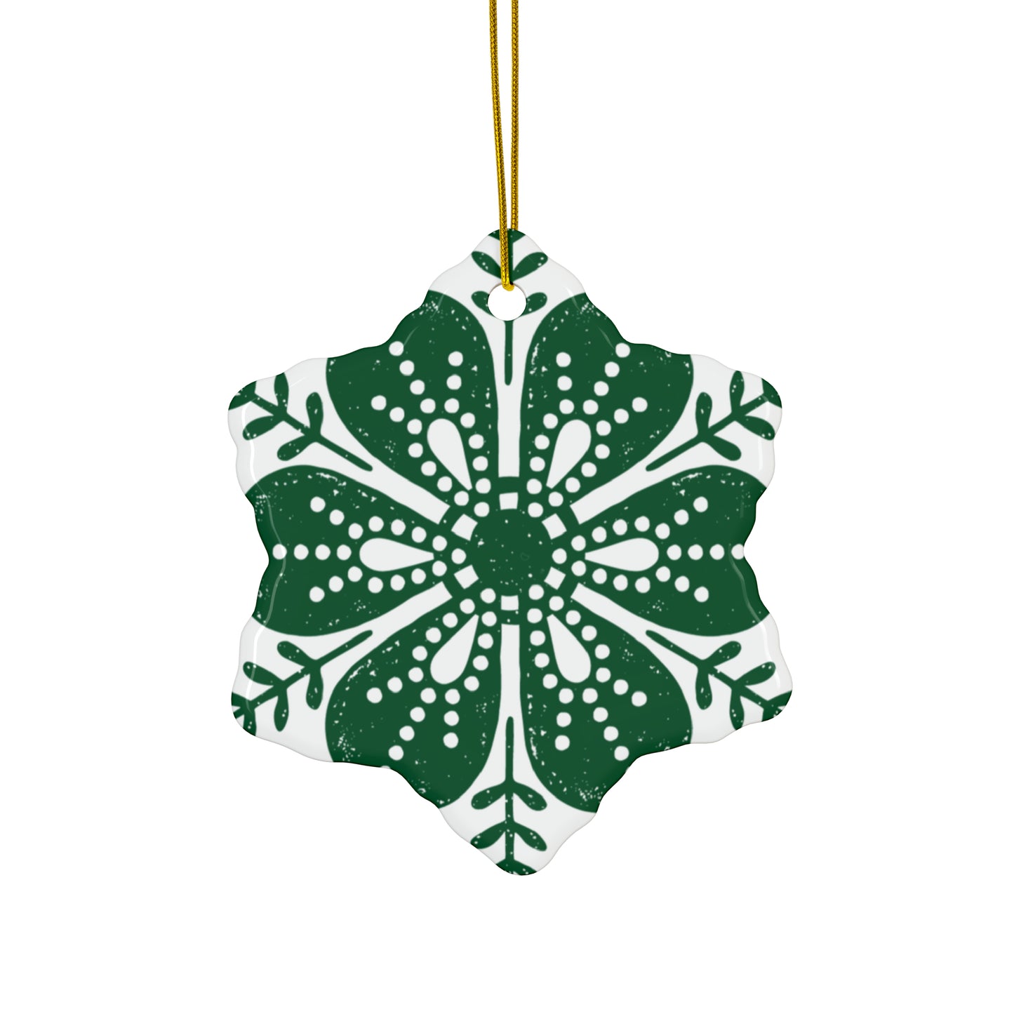 Floral Dots Scandinavian Christmas Ceramic Ornaments (1pc, 3pcs, 5pcs, 10pcs)