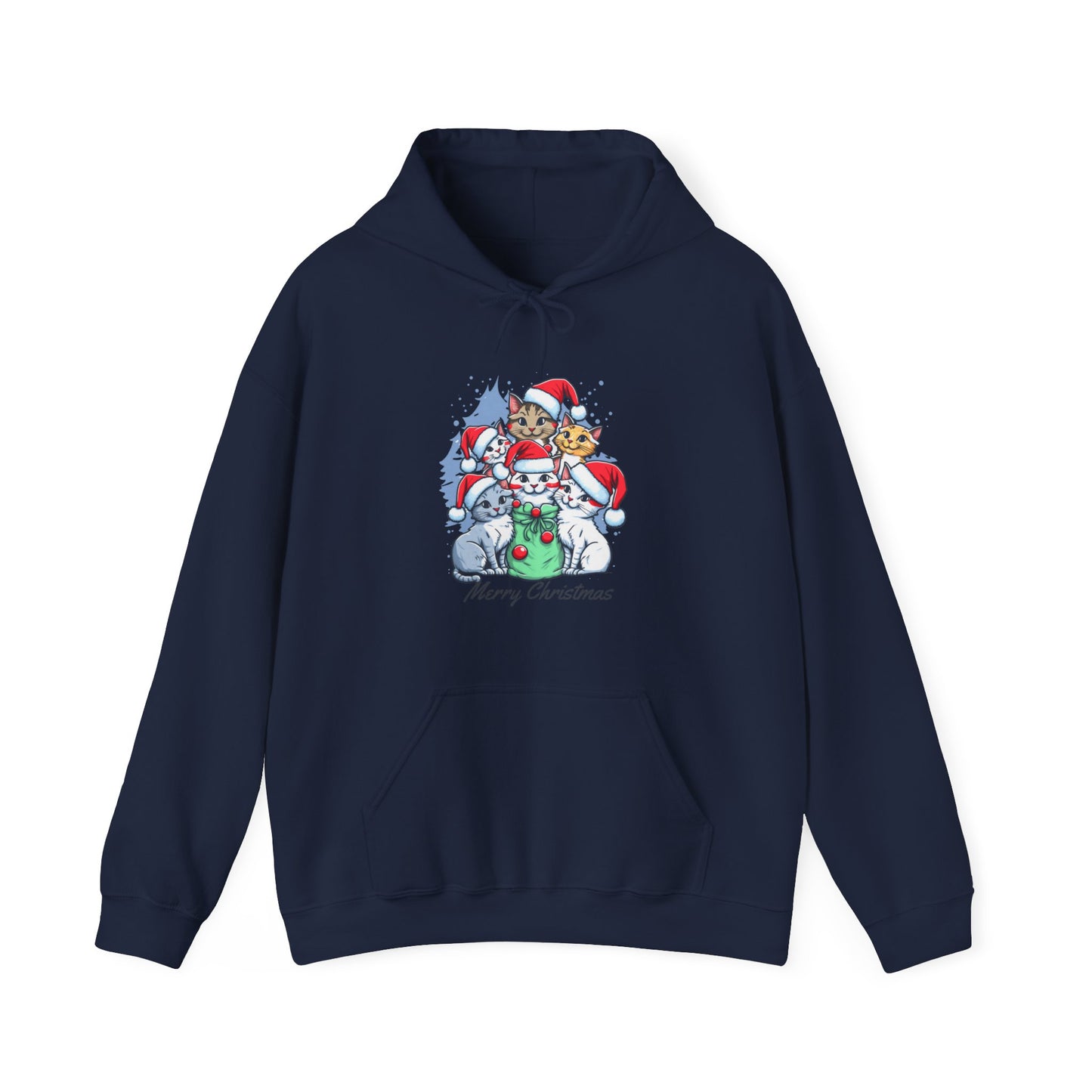 Merry Christmas Kitty Cat Christmas Unisex Heavy Blend™ Hooded Sweatshirt