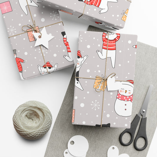 Cats and Snowmen Christmas Gift Wrap Papers