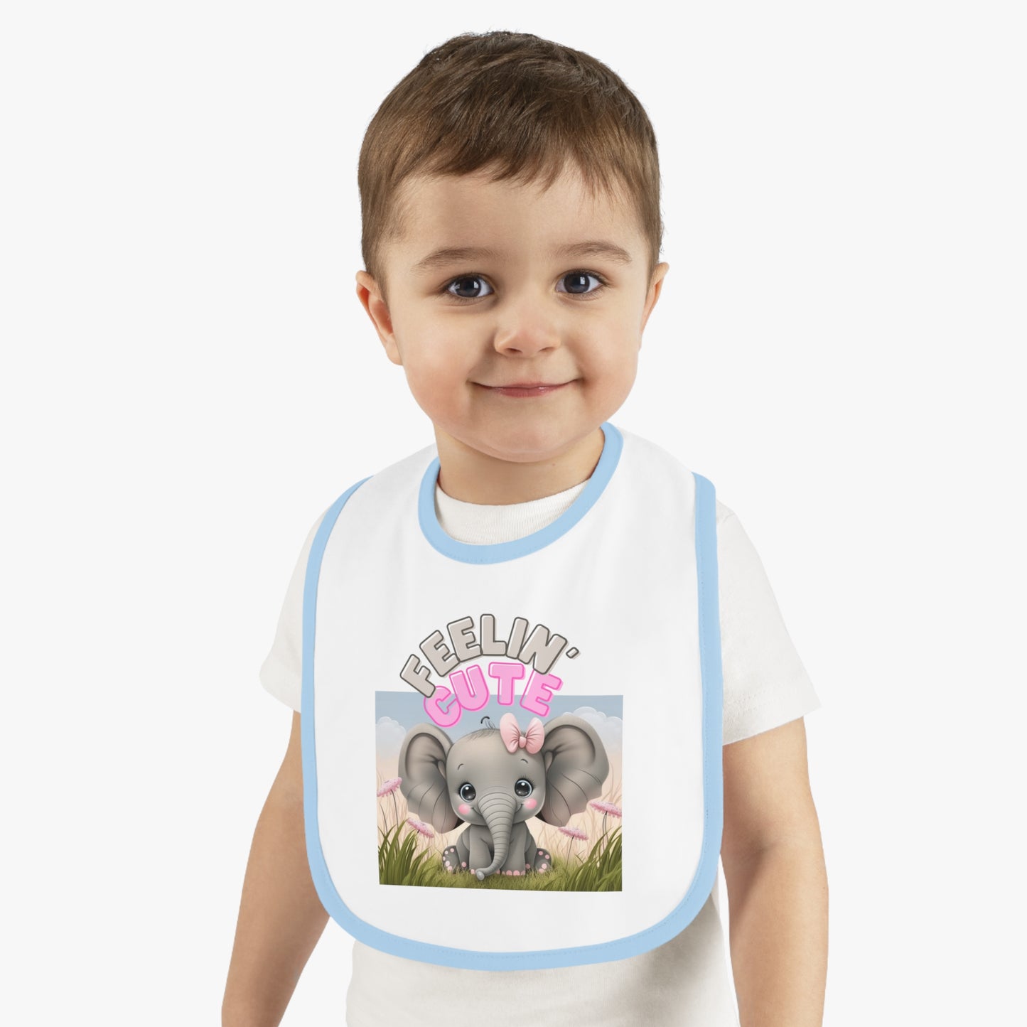 Feelin Cute Baby Contrast Trim Jersey Bib