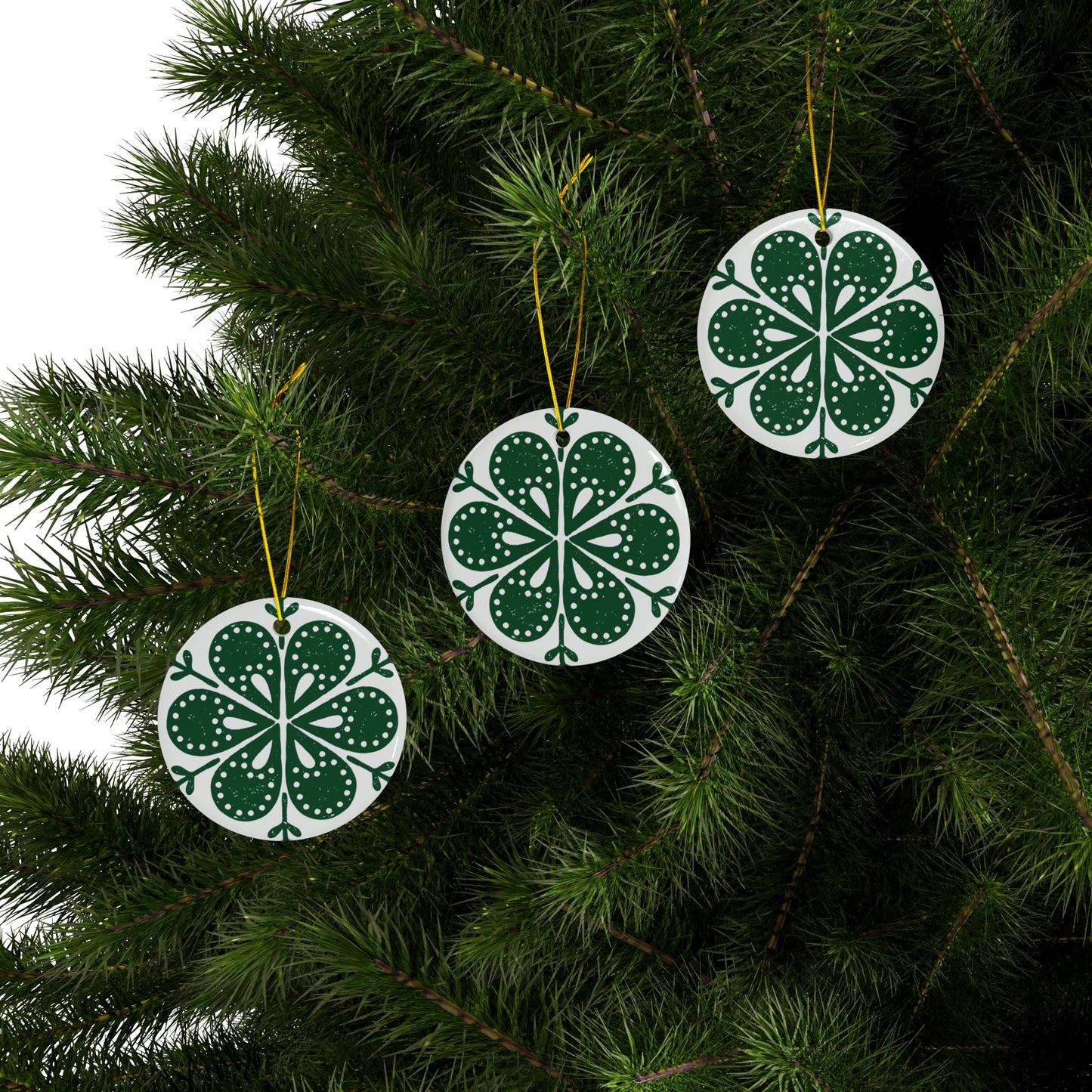 Flower Scandinavian Christmas Ceramic Ornaments (1pc, 3pcs, 5pcs, 10pcs)