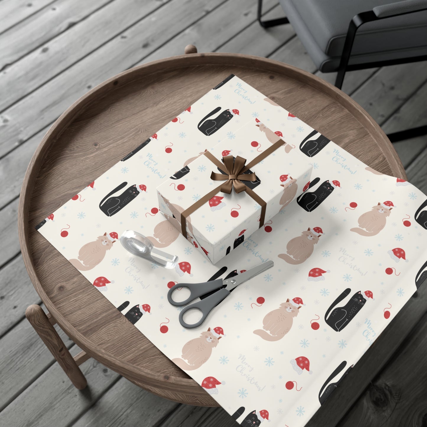 Black and Tan Cat Christmas Gift Wrap Papers