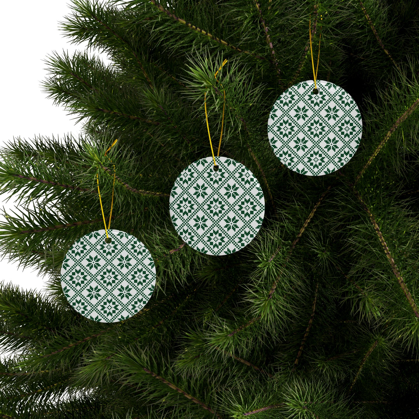 Snowflake Scandinavian Christmas Ceramic Ornaments (1pc, 3pcs, 5pcs, 10pcs)