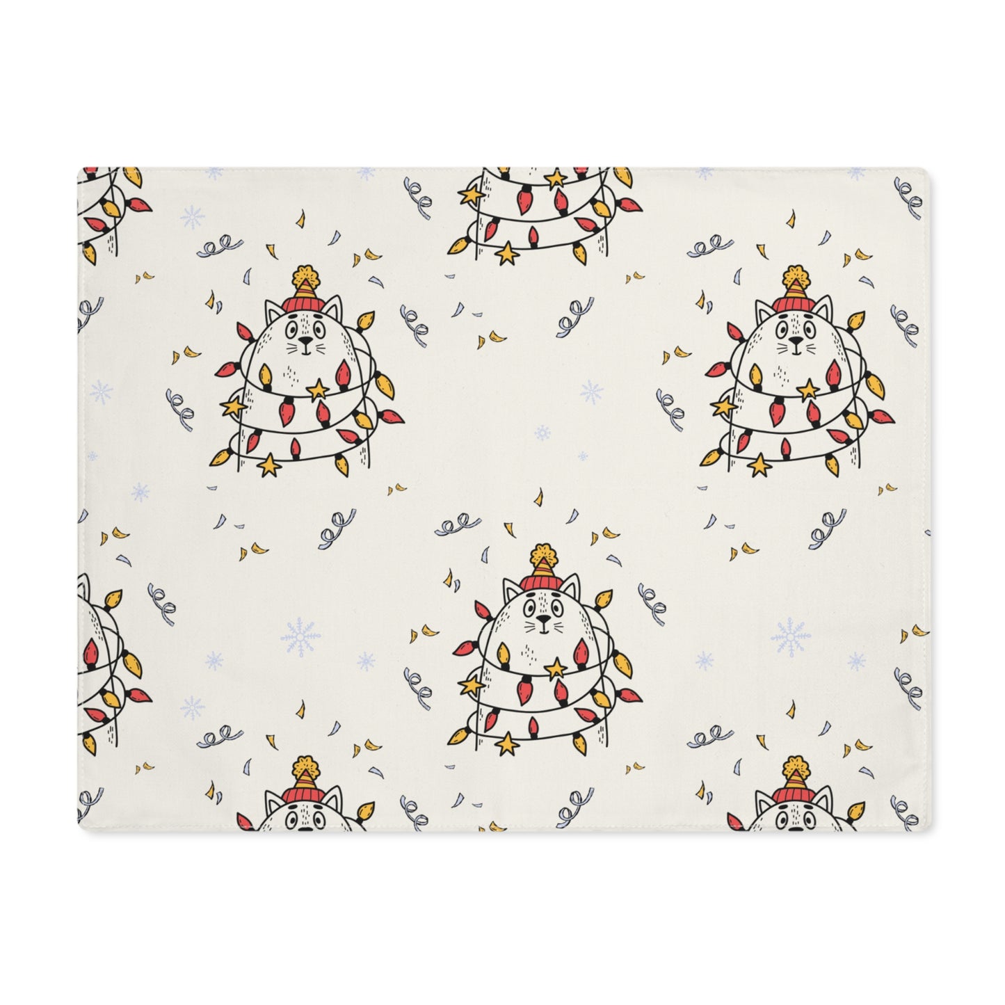 Caught in lights Cat Christmas Placemat, 1pc