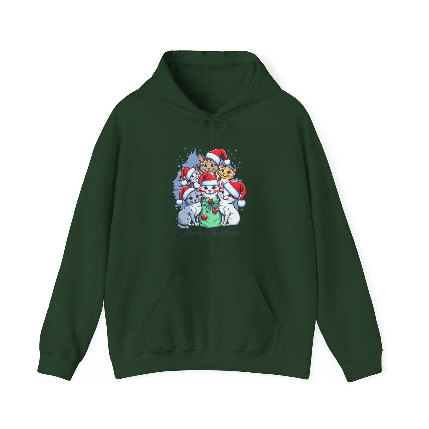 Merry Christmas Kitty Cat Christmas Unisex Heavy Blend™ Hooded Sweatshirt