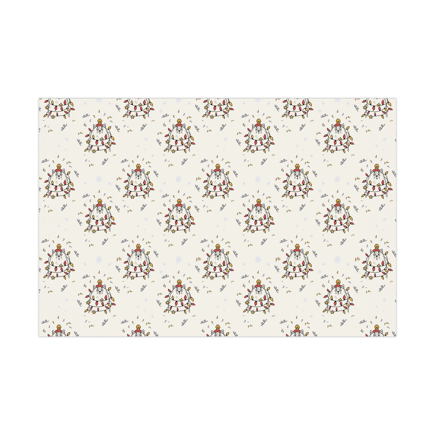 Silly Cat in Christmas Lights Christmas Gift Wrap Papers
