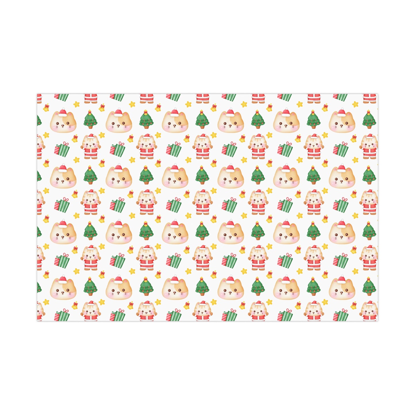 Yellow and White Cat Christmas Gift Wrap Papers