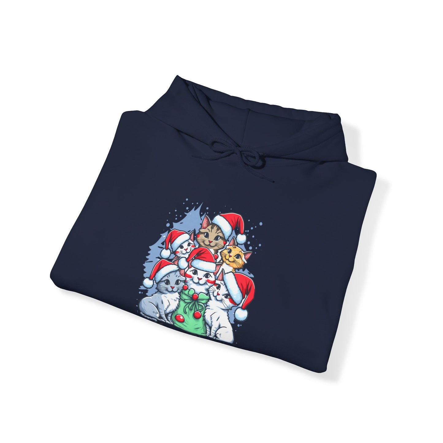 Merry Christmas Kitty Cat Christmas Unisex Heavy Blend™ Hooded Sweatshirt