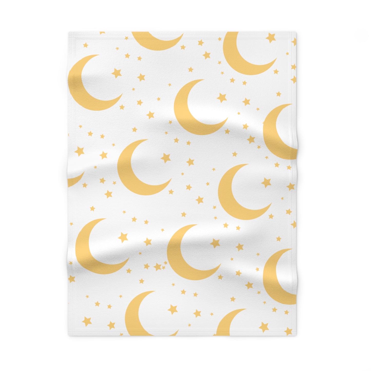 Dreamy Yellow Moon and Stars Soft Fleece Baby Blanket