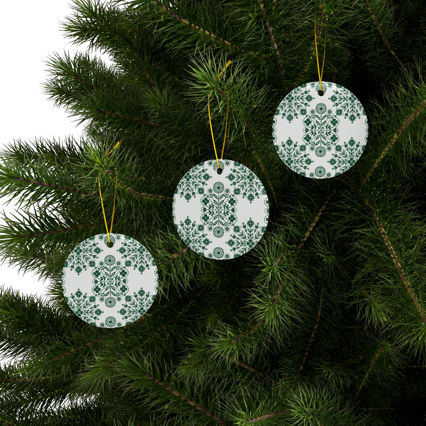 Snowflake Scandinavian Christmas Ceramic Ornaments (1pc, 3pcs, 5pcs, 10pcs)