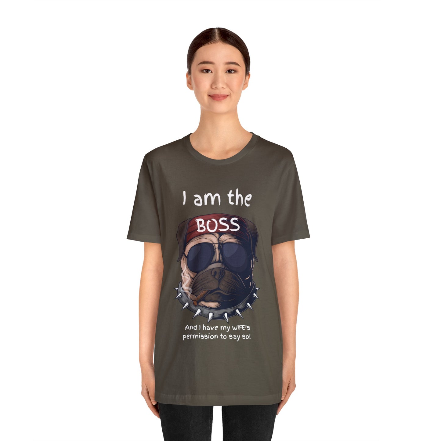 I am the boss and I have my wifes permission to say so Mens Funny Graphic Jersey Short Sleeve Tee