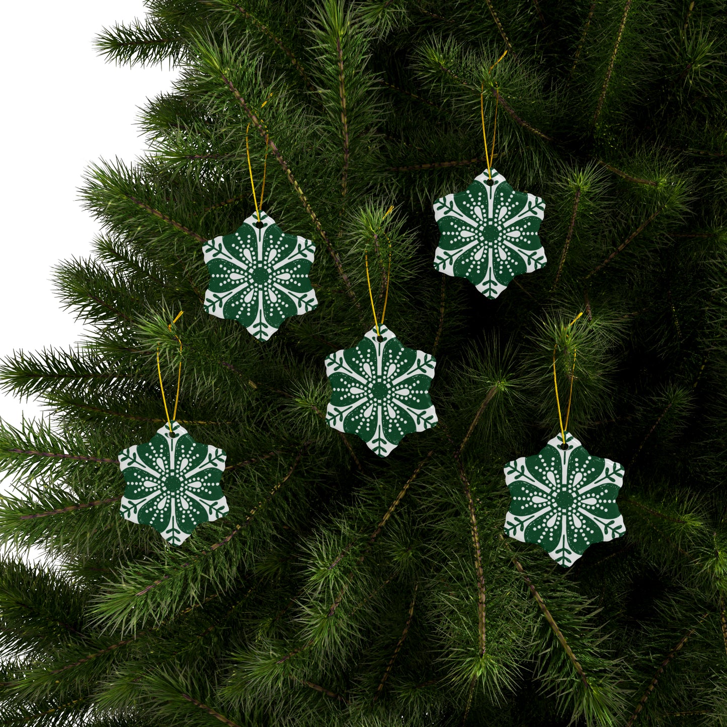 Floral Dots Scandinavian Christmas Ceramic Ornaments (1pc, 3pcs, 5pcs, 10pcs)