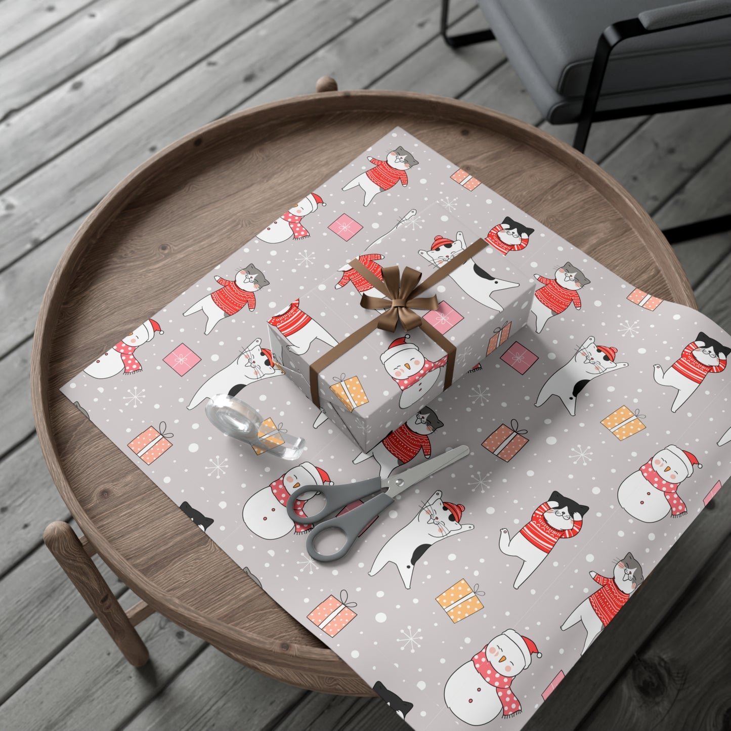 Cats and Snowmen Christmas Gift Wrap Papers