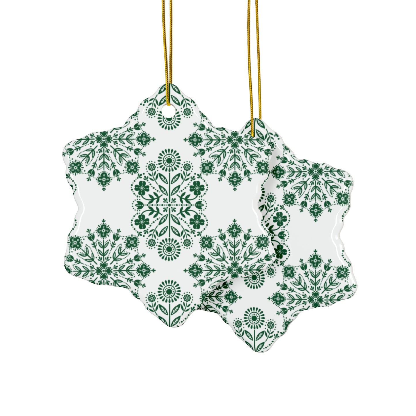 Snowflake Scandinavian Christmas Ceramic Ornaments (1pc, 3pcs, 5pcs, 10pcs)