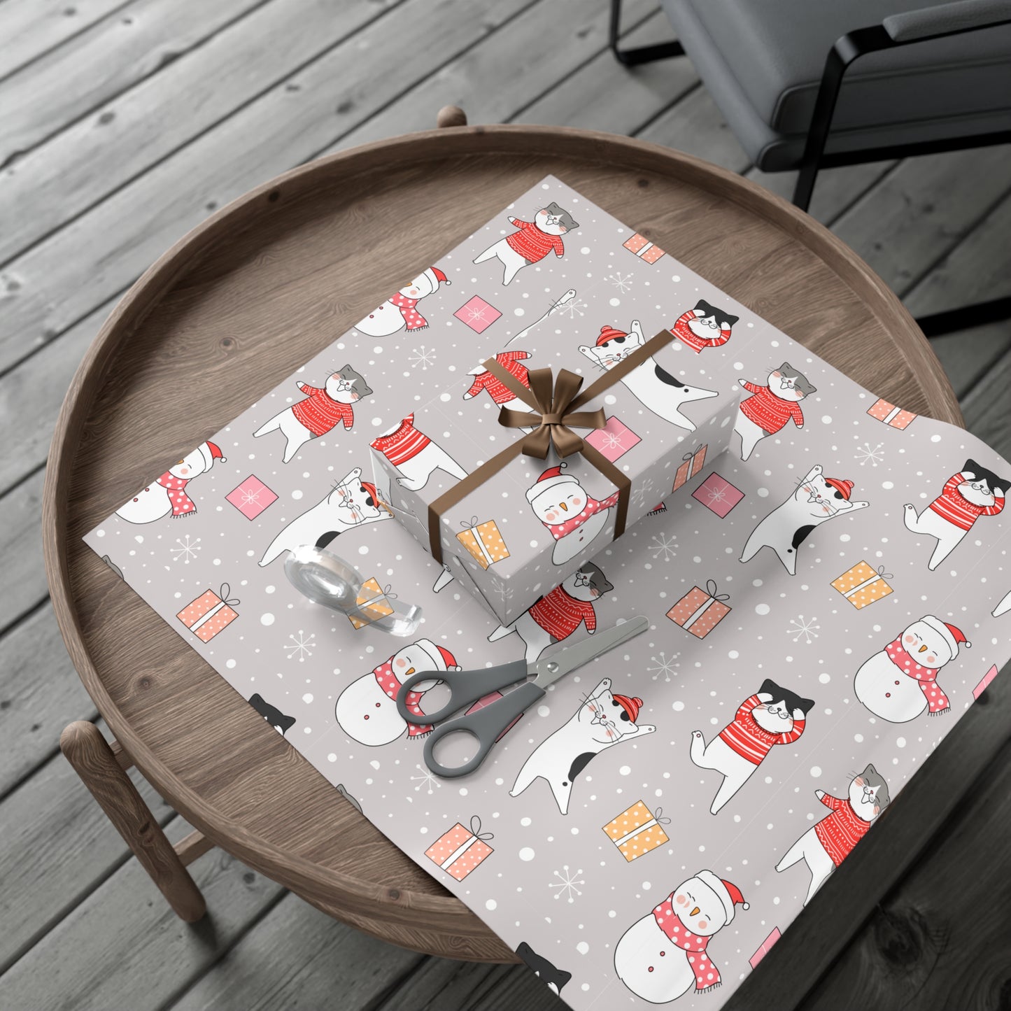 Cats and Snowmen Christmas Gift Wrap Papers