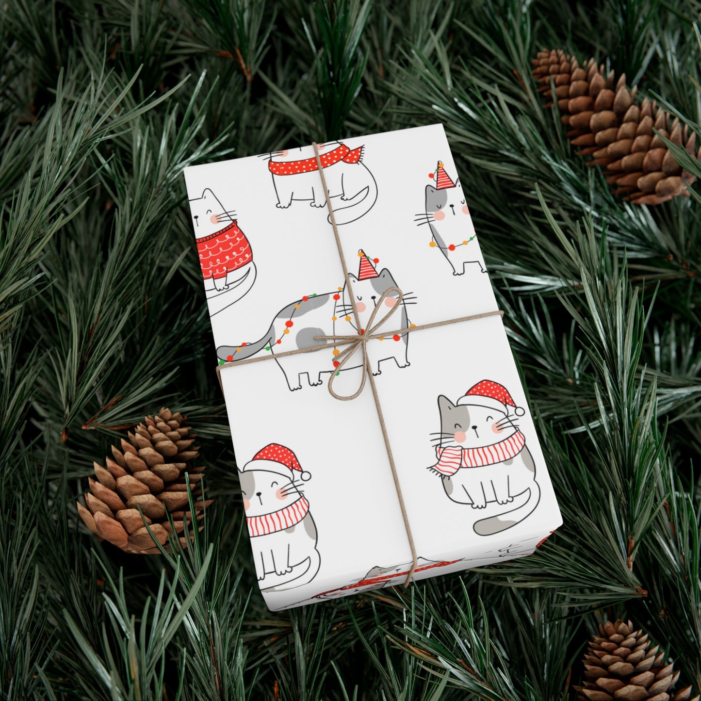 Cats in Red Sweaters Christmas Gift Wrap Papers