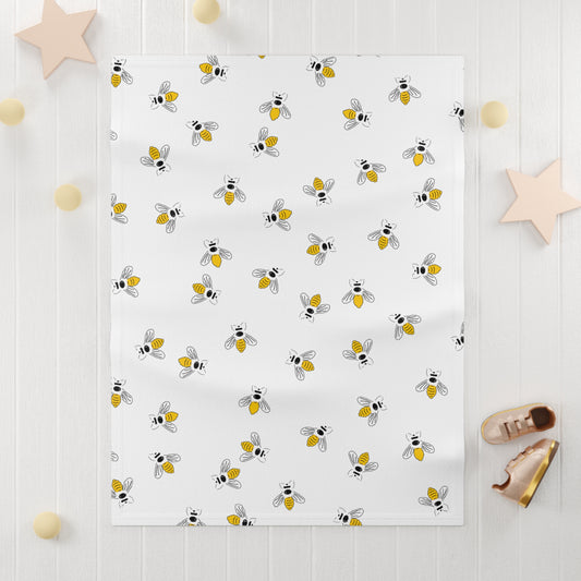 Cute and Cuddly Yellow Buzzy Bees Soft Fleece Baby Blanket