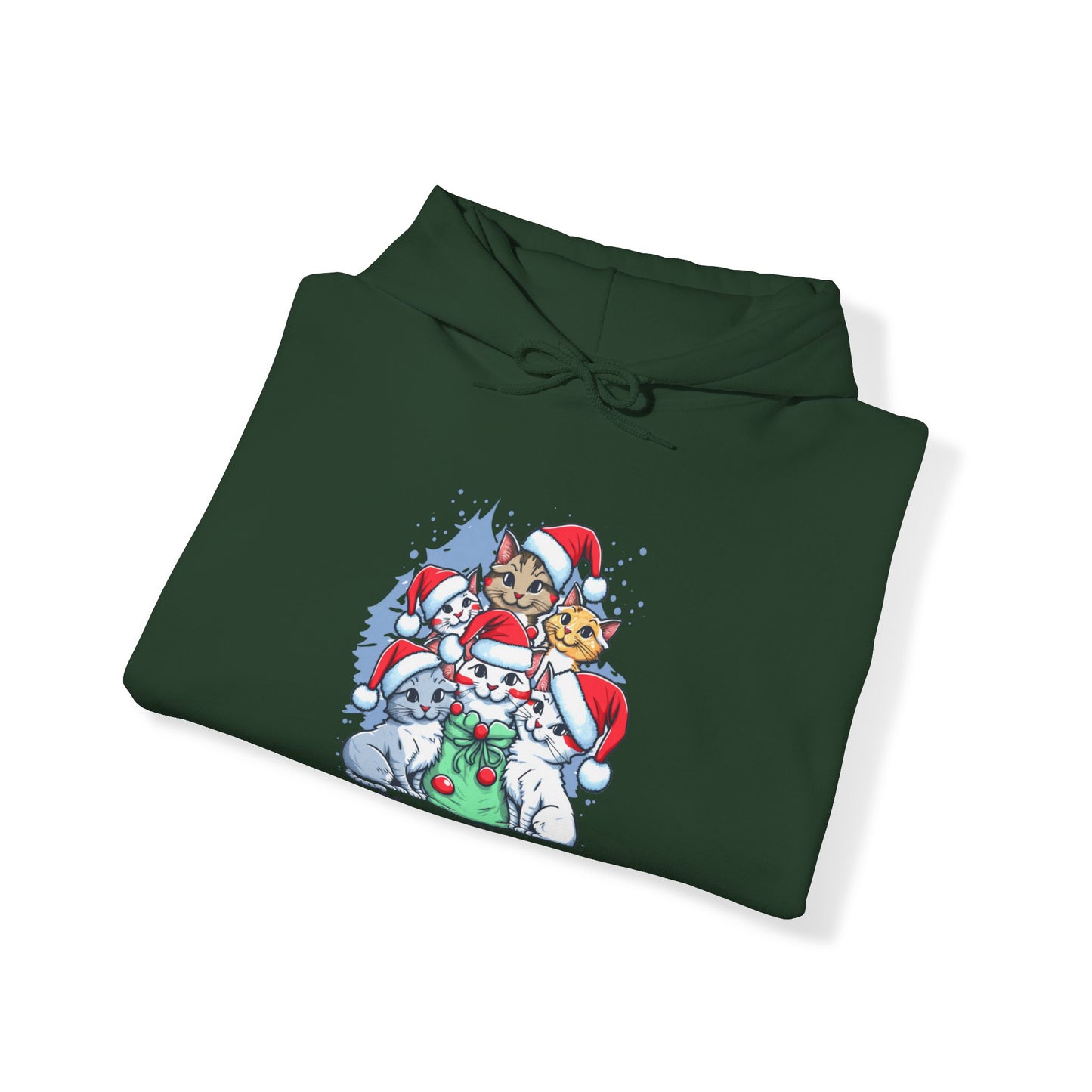 Merry Christmas Kitty Cat Christmas Unisex Heavy Blend™ Hooded Sweatshirt