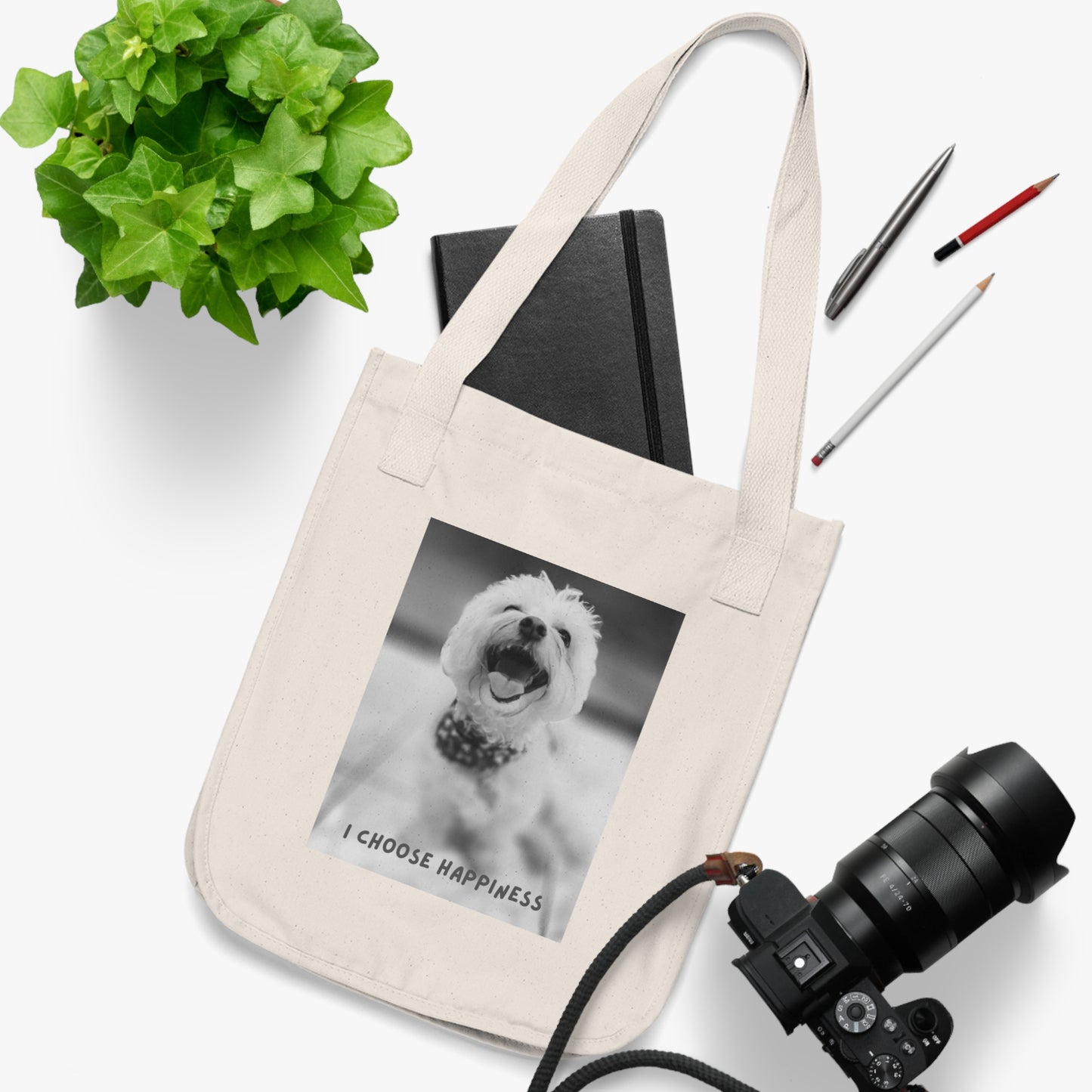 I Choose to be Happy Organic Canvas Tote Bag