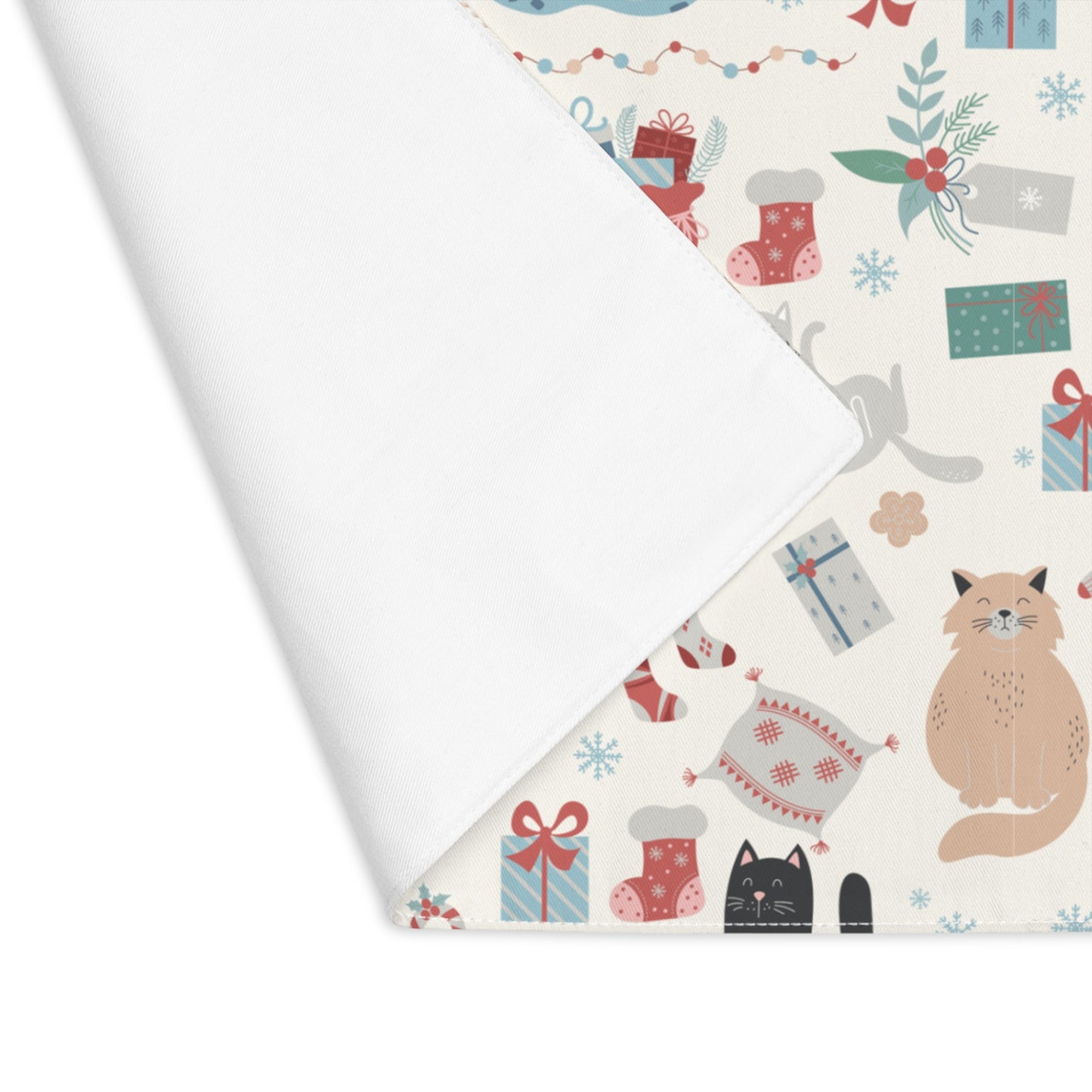 Cozy Cat Christmas Placemat, 1pc