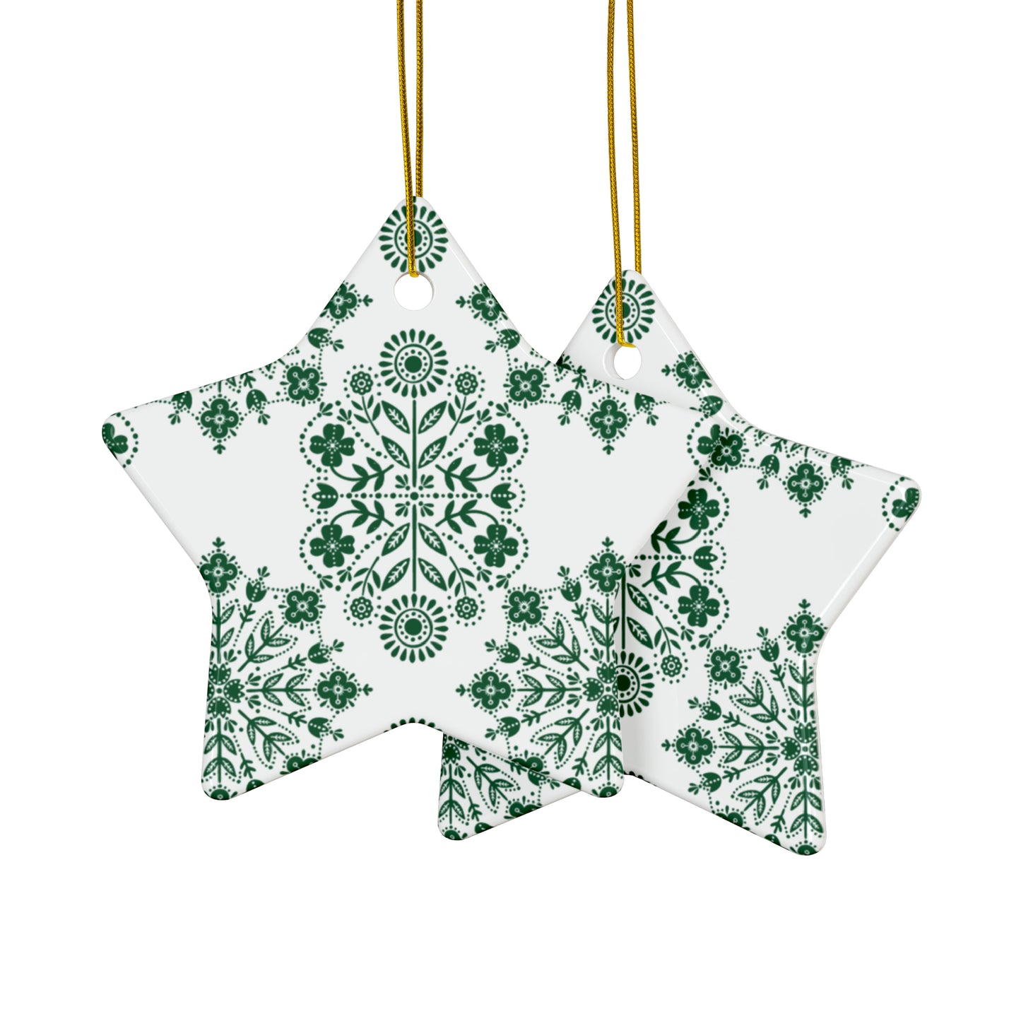 Snowflake Scandinavian Christmas Ceramic Ornaments (1pc, 3pcs, 5pcs, 10pcs)