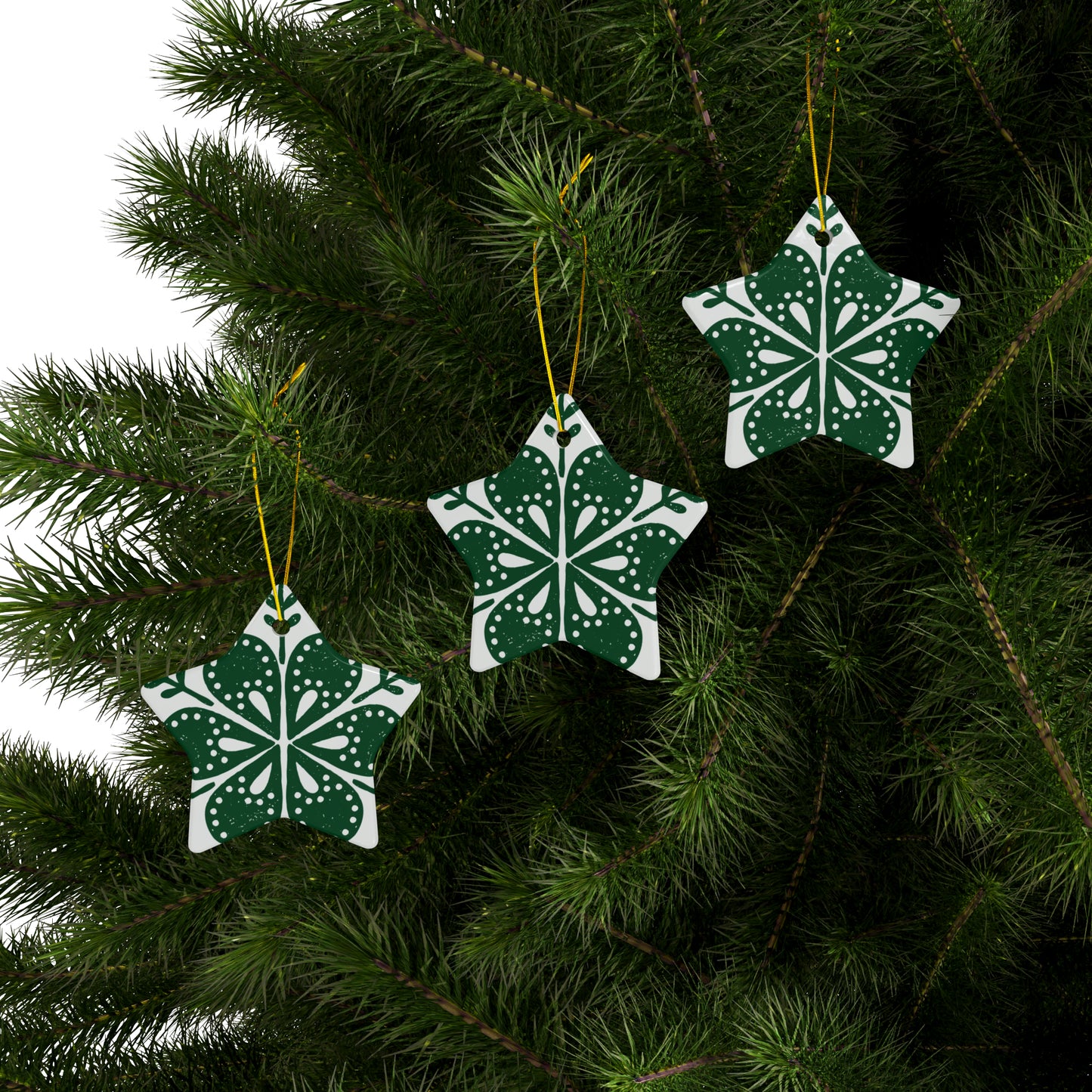 Flower Scandinavian Christmas Ceramic Ornaments (1pc, 3pcs, 5pcs, 10pcs)
