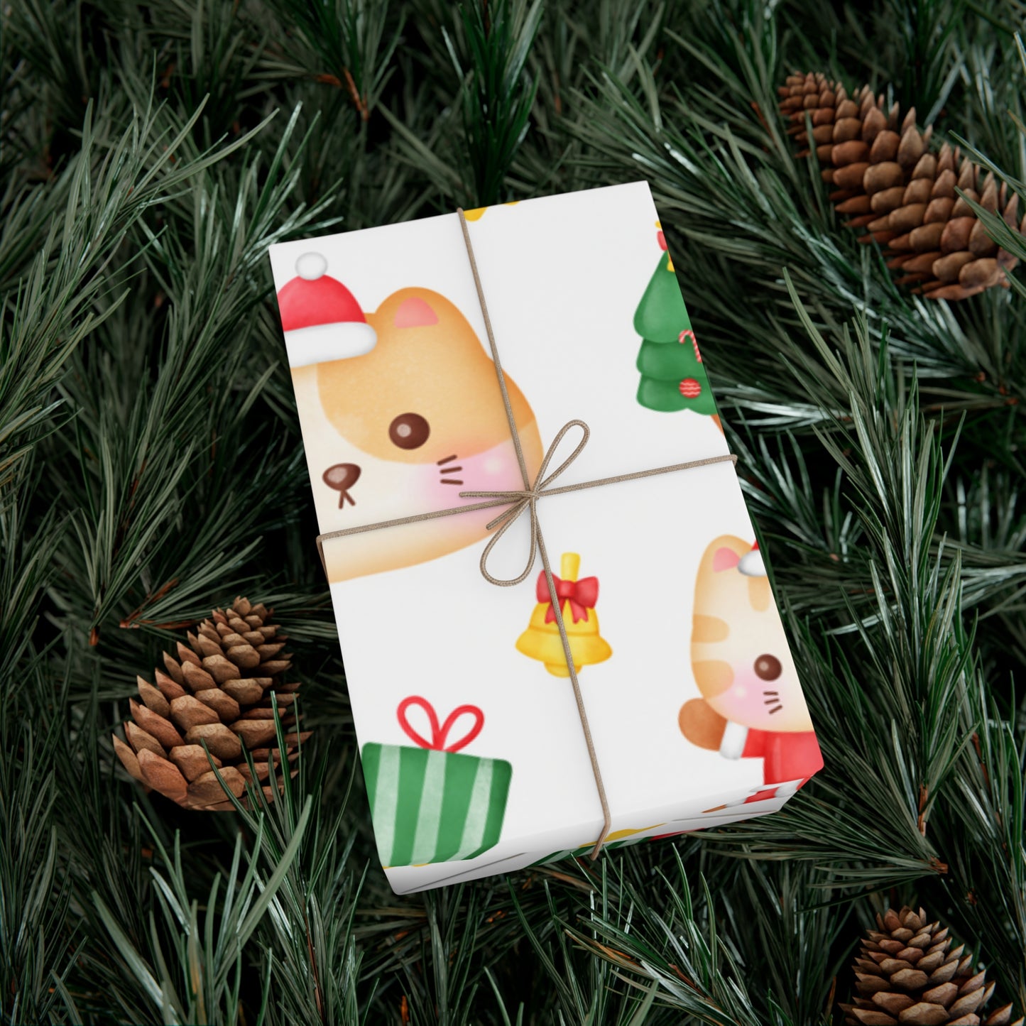 Yellow and White Cat Christmas Gift Wrap Papers