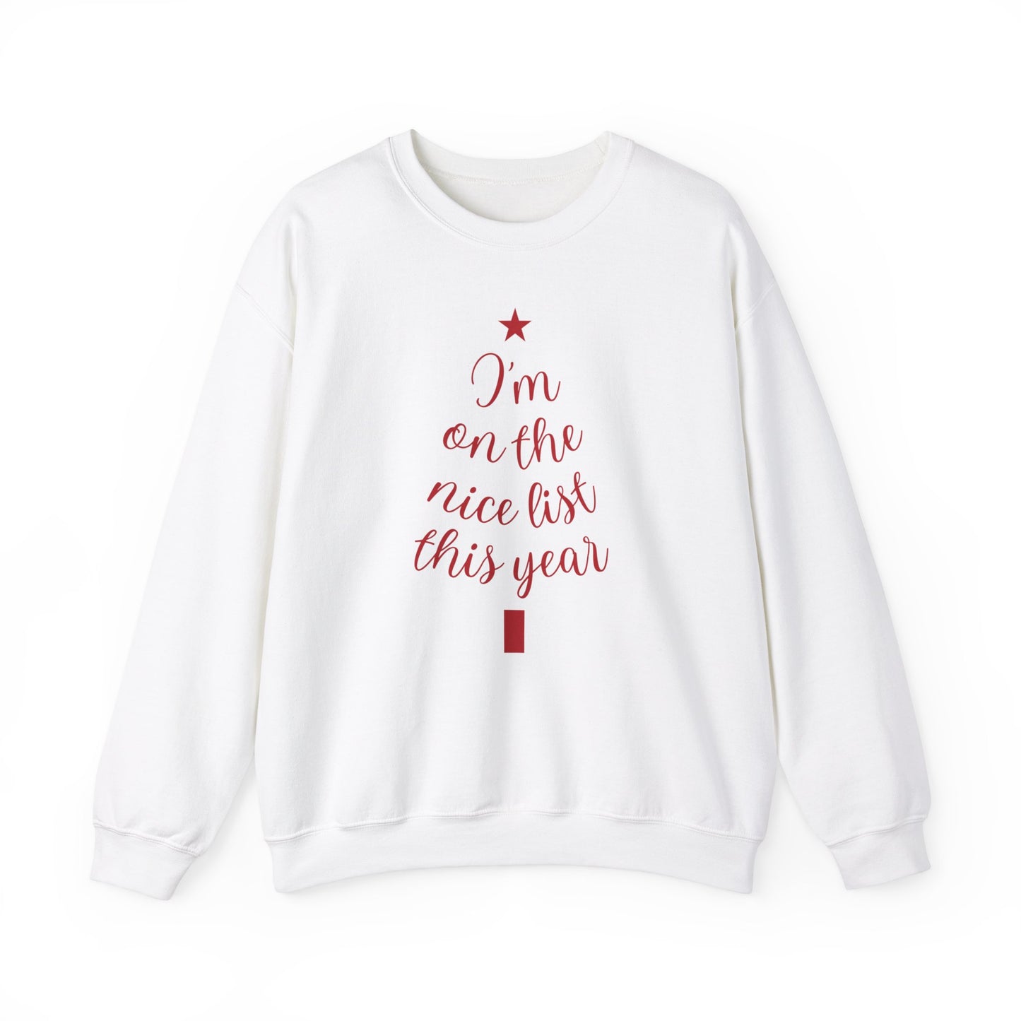 Im on the Nice List This Year Christmas Tree Unisex Heavy Blend™ Crewneck Sweatshirt