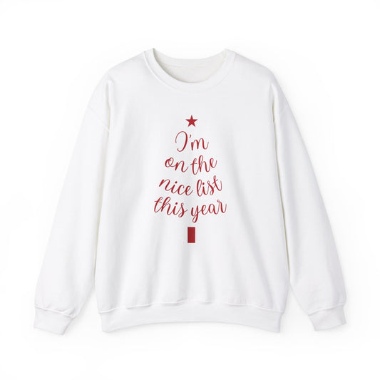 Im on the Nice List This Year Christmas Tree Unisex Heavy Blend™ Crewneck Sweatshirt