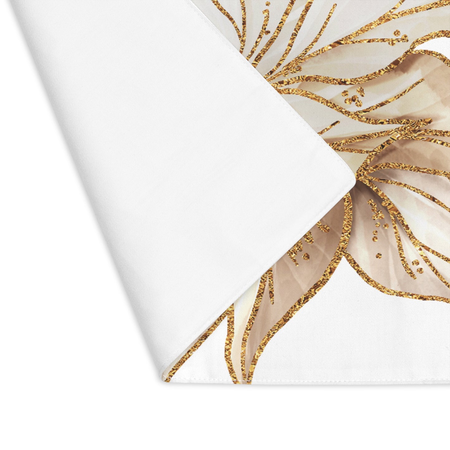 White and Gold Poinsettia Christmas Placemat, 1pc