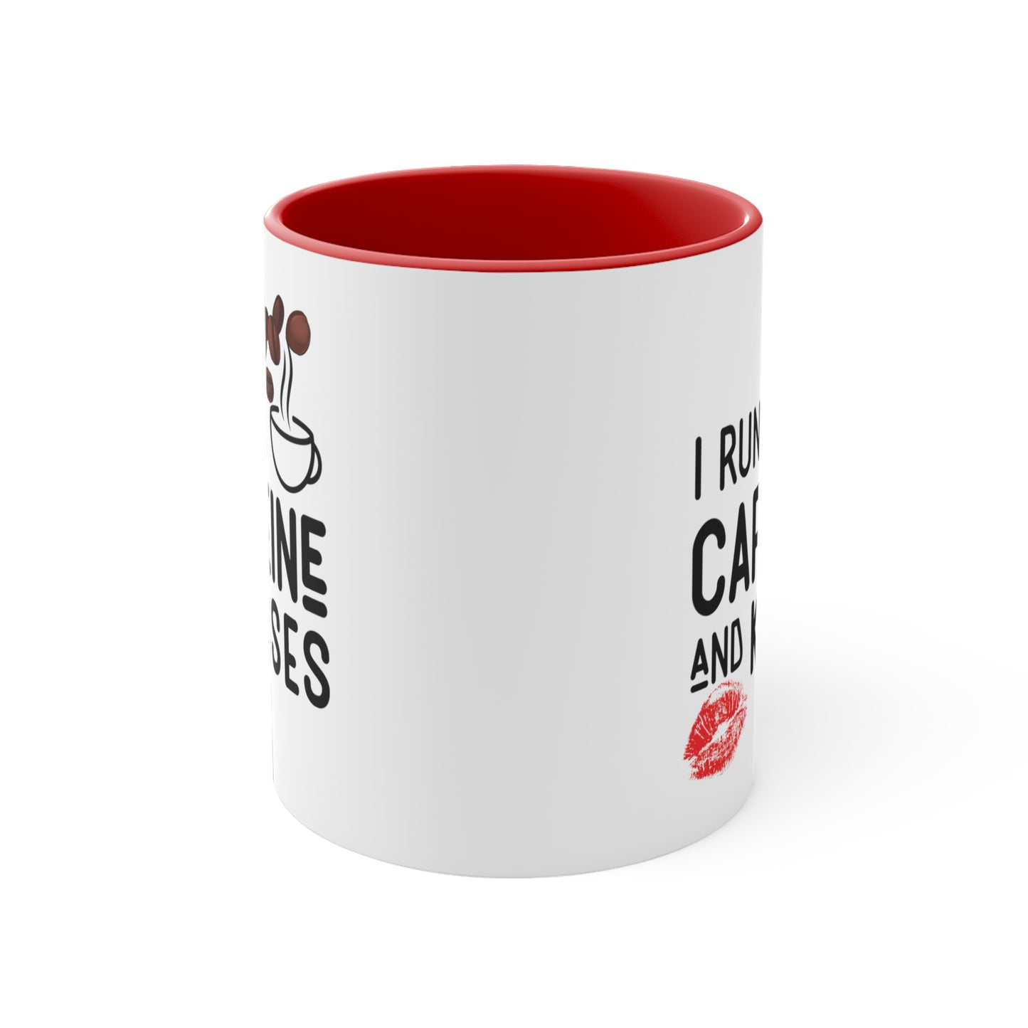 I Run on Caffeine and Kisses Accent Coffee Mug, 11oz