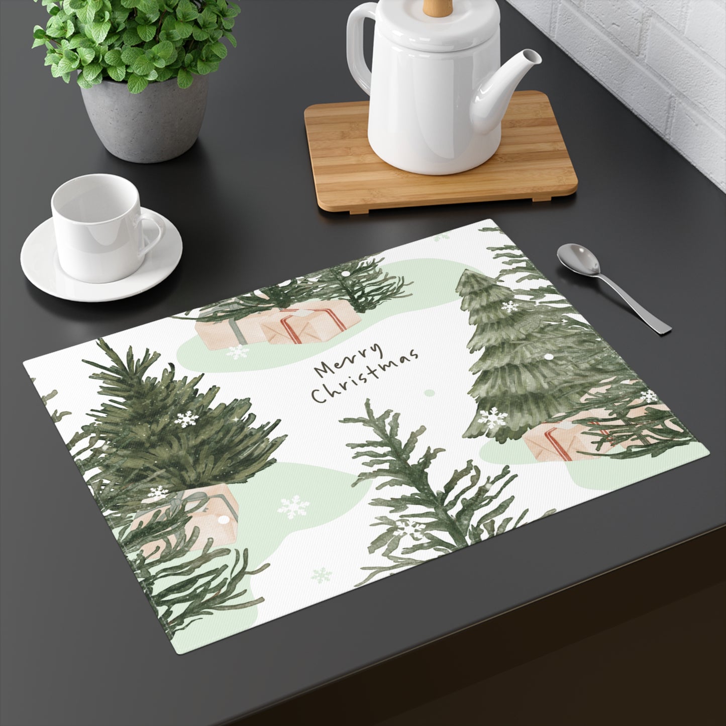 Trees and Presents Scandinavian Christmas Placemat, 1pc