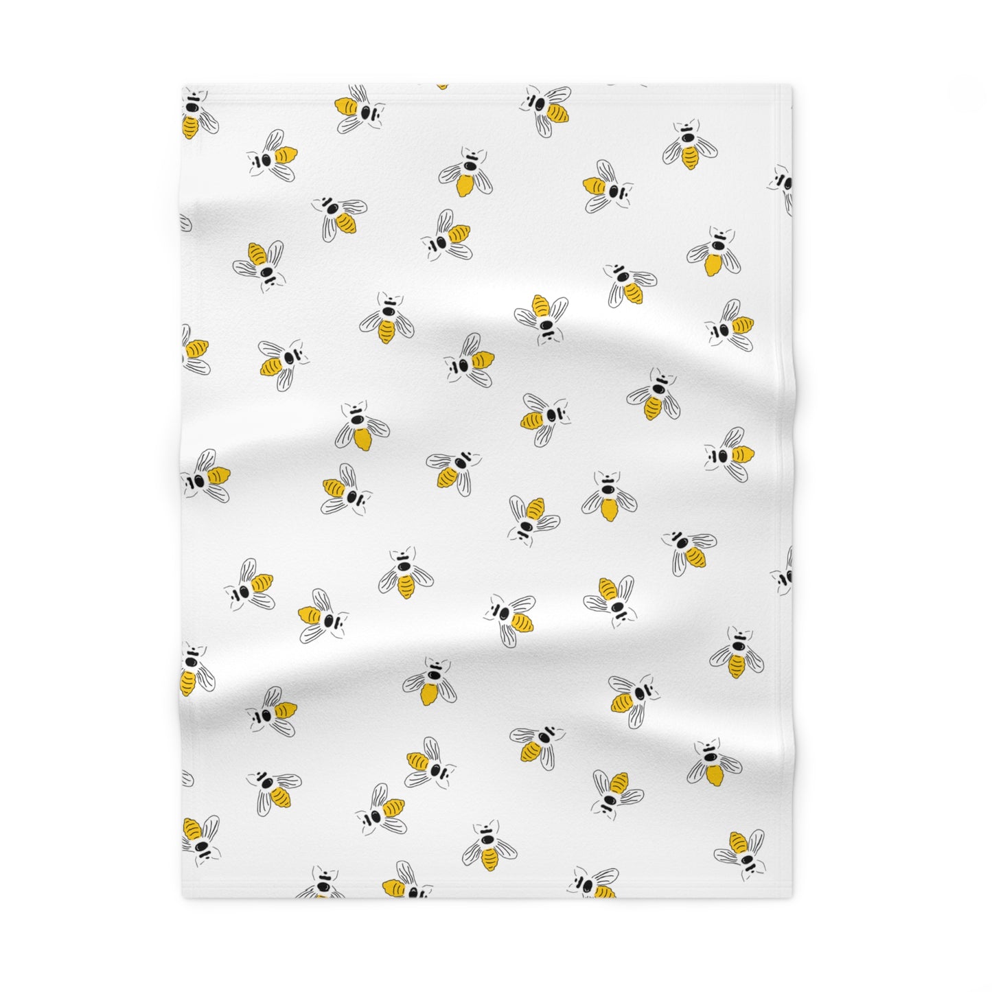 Cute and Cuddly Yellow Buzzy Bees Soft Fleece Baby Blanket