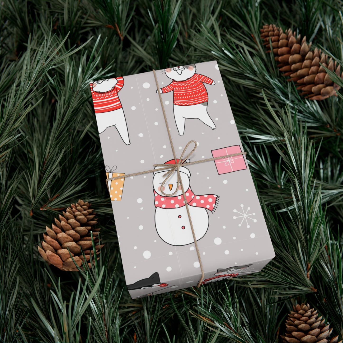 Cats and Snowmen Christmas Gift Wrap Papers