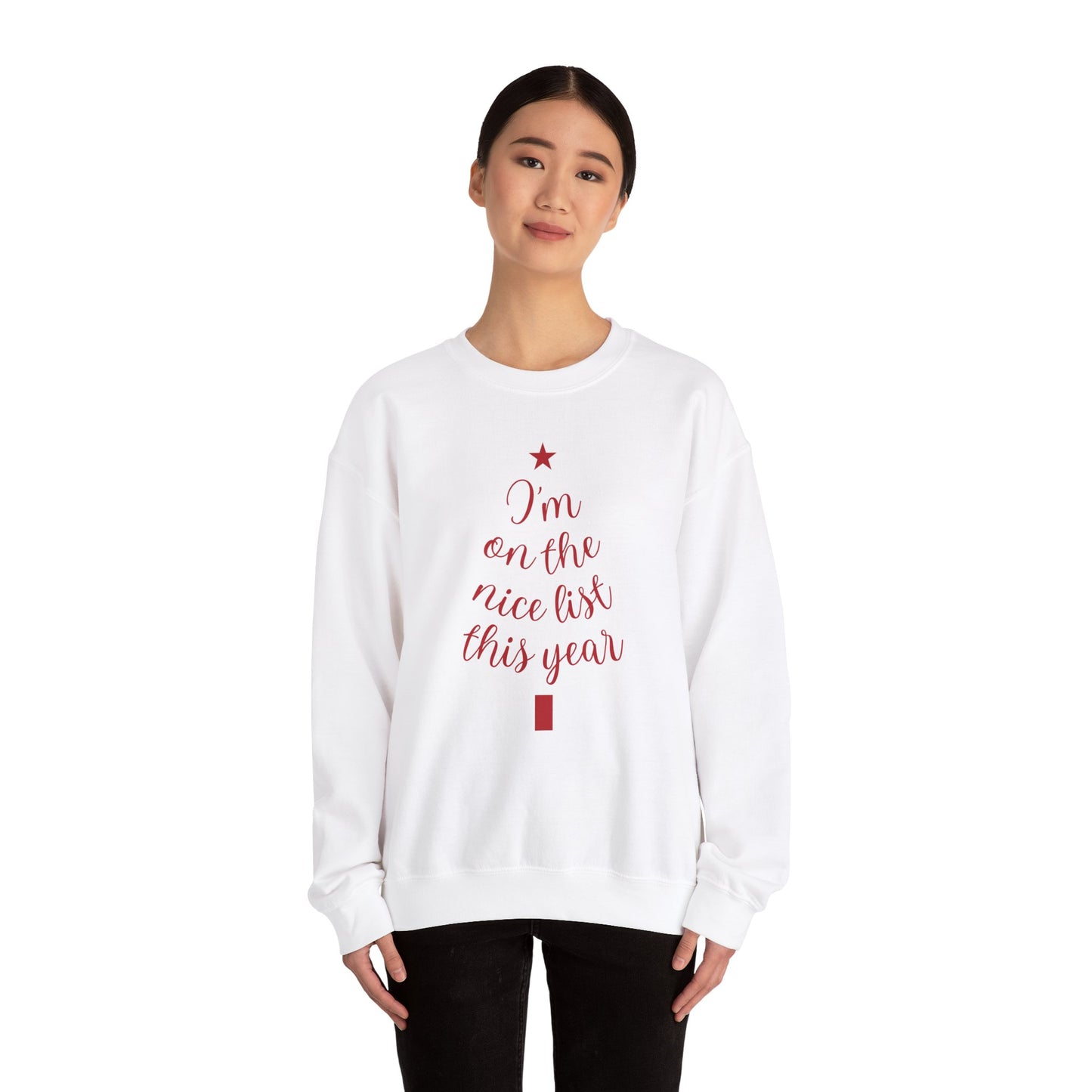 Im on the Nice List This Year Christmas Tree Unisex Heavy Blend™ Crewneck Sweatshirt