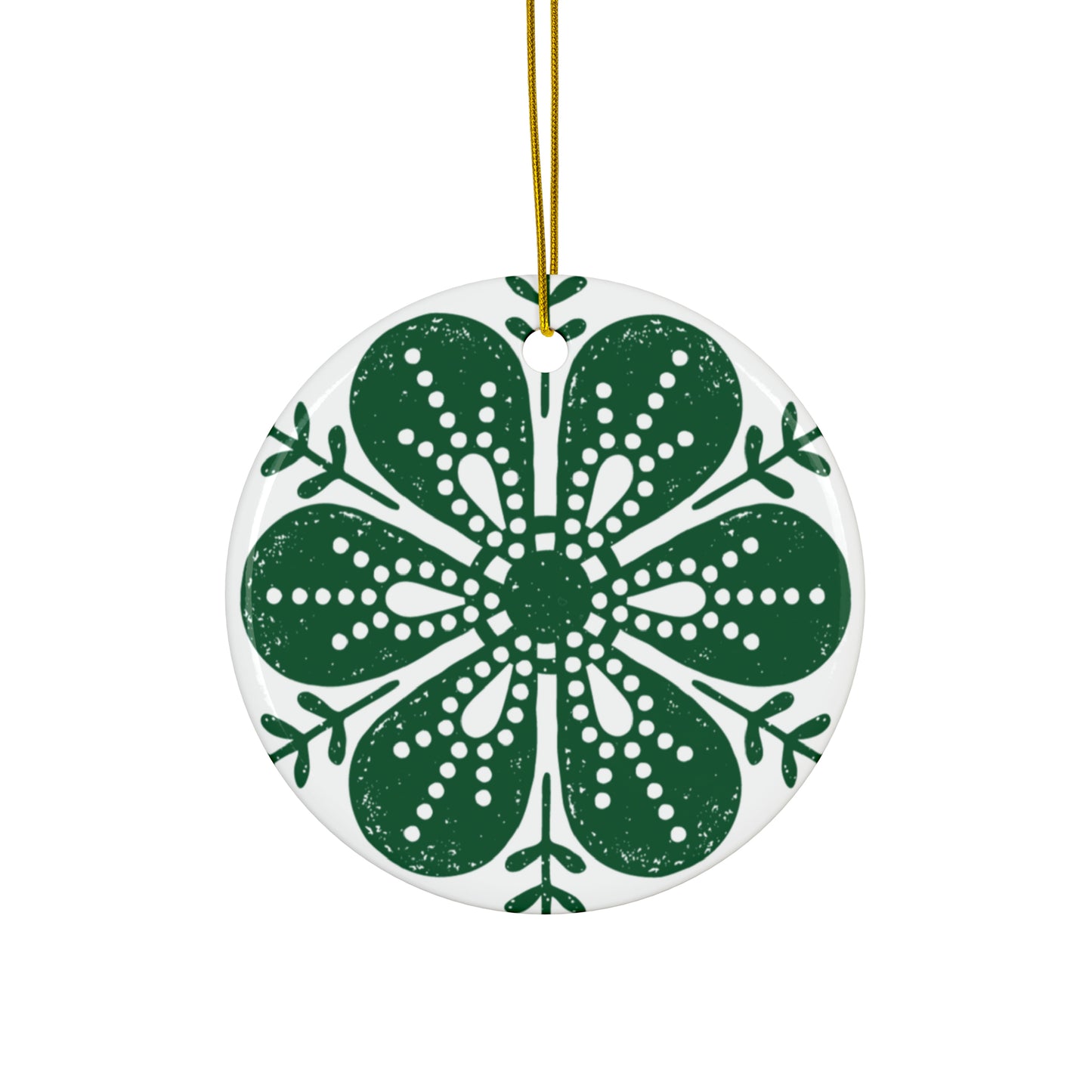 Floral Dots Scandinavian Christmas Ceramic Ornaments (1pc, 3pcs, 5pcs, 10pcs)