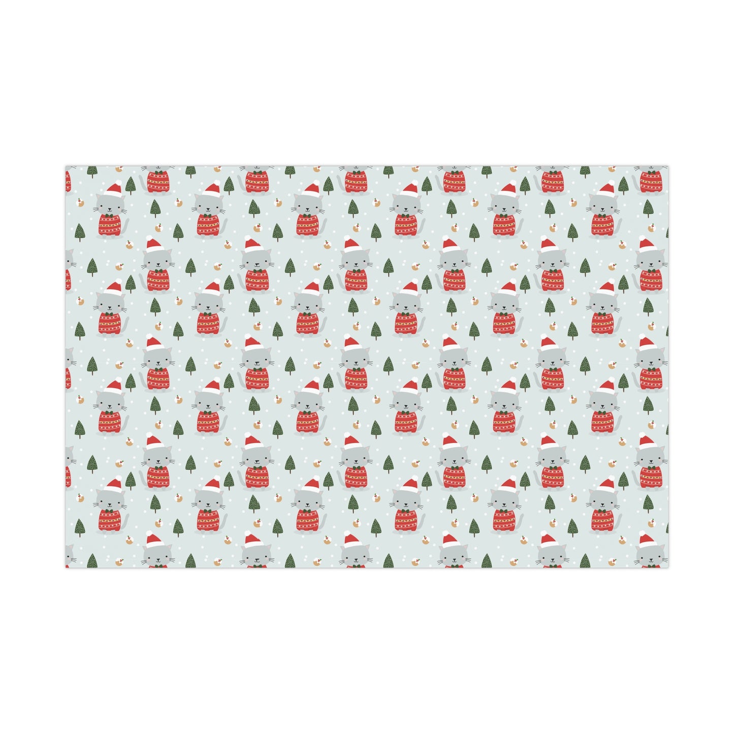 Gray Cat Christmas Gift Wrap Papers