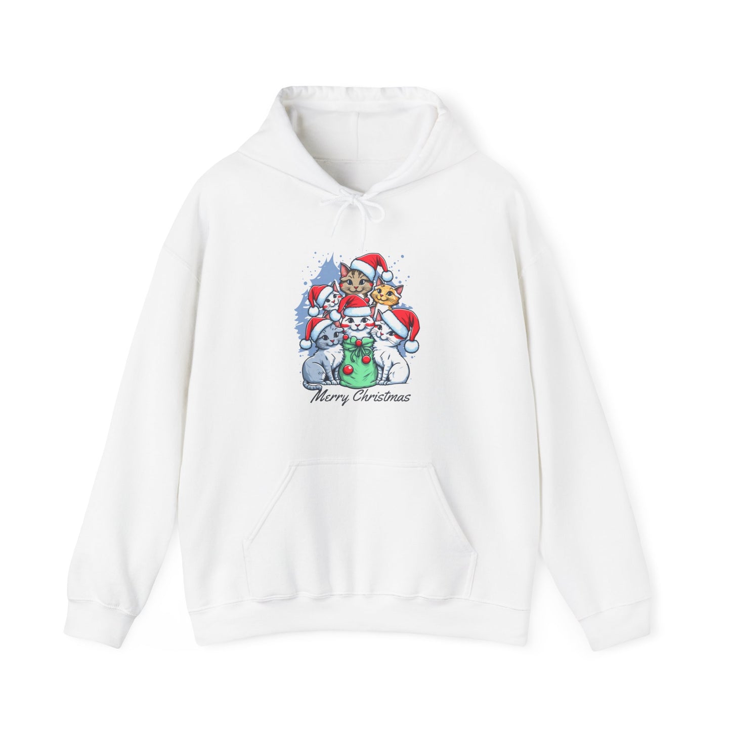 Merry Christmas Kitty Cat Christmas Unisex Heavy Blend™ Hooded Sweatshirt