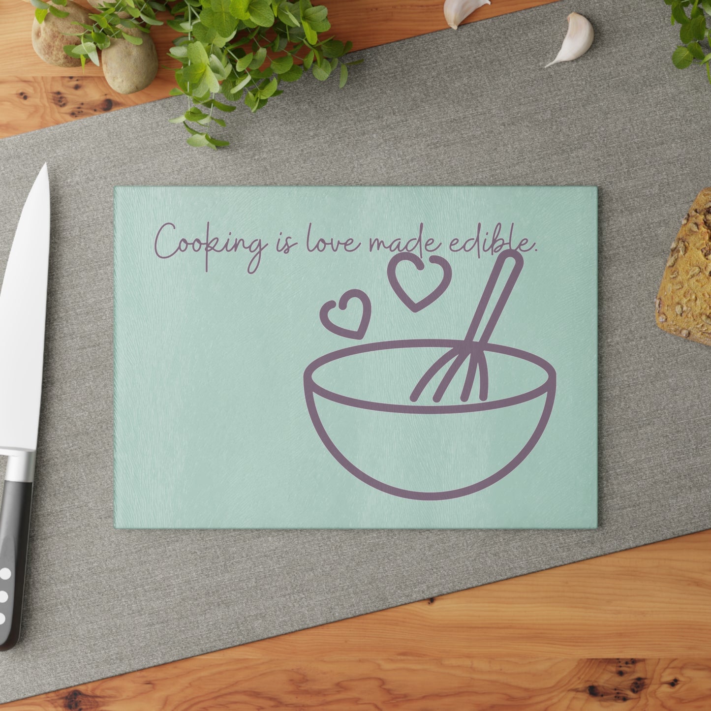 Cooking is Love Made Edible Glass Cutting Board | Housewarming Return Gift | Unique Party Favor
