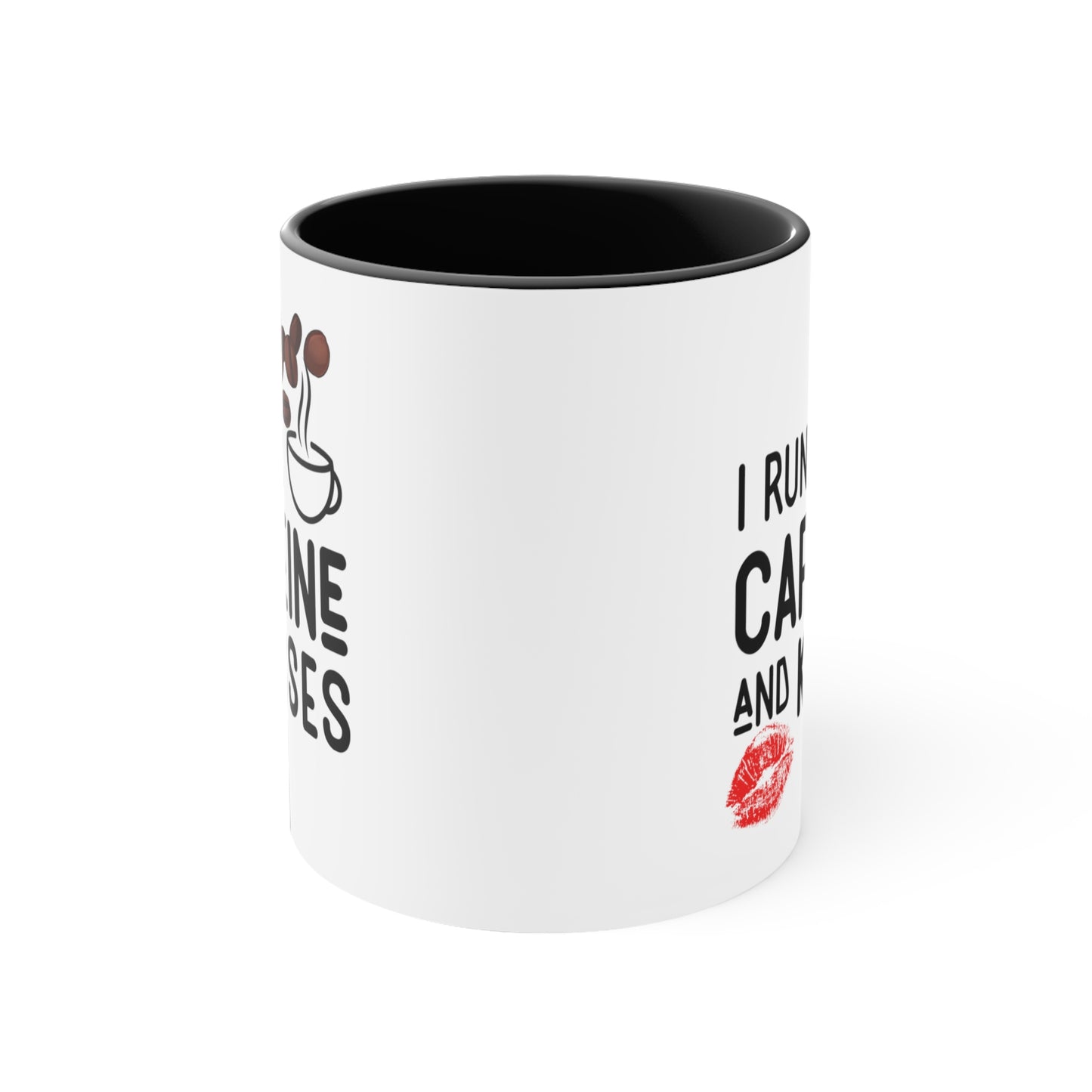 I Run on Caffeine and Kisses Accent Coffee Mug, 11oz
